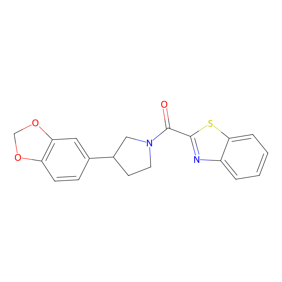 (3-(Benzo[d][1,3]dioxol-5-yl)pyrrolidin-1-yl)(benzo[d]thiazol-2-yl)methanone molecular structure, CAS 2034341-15-4