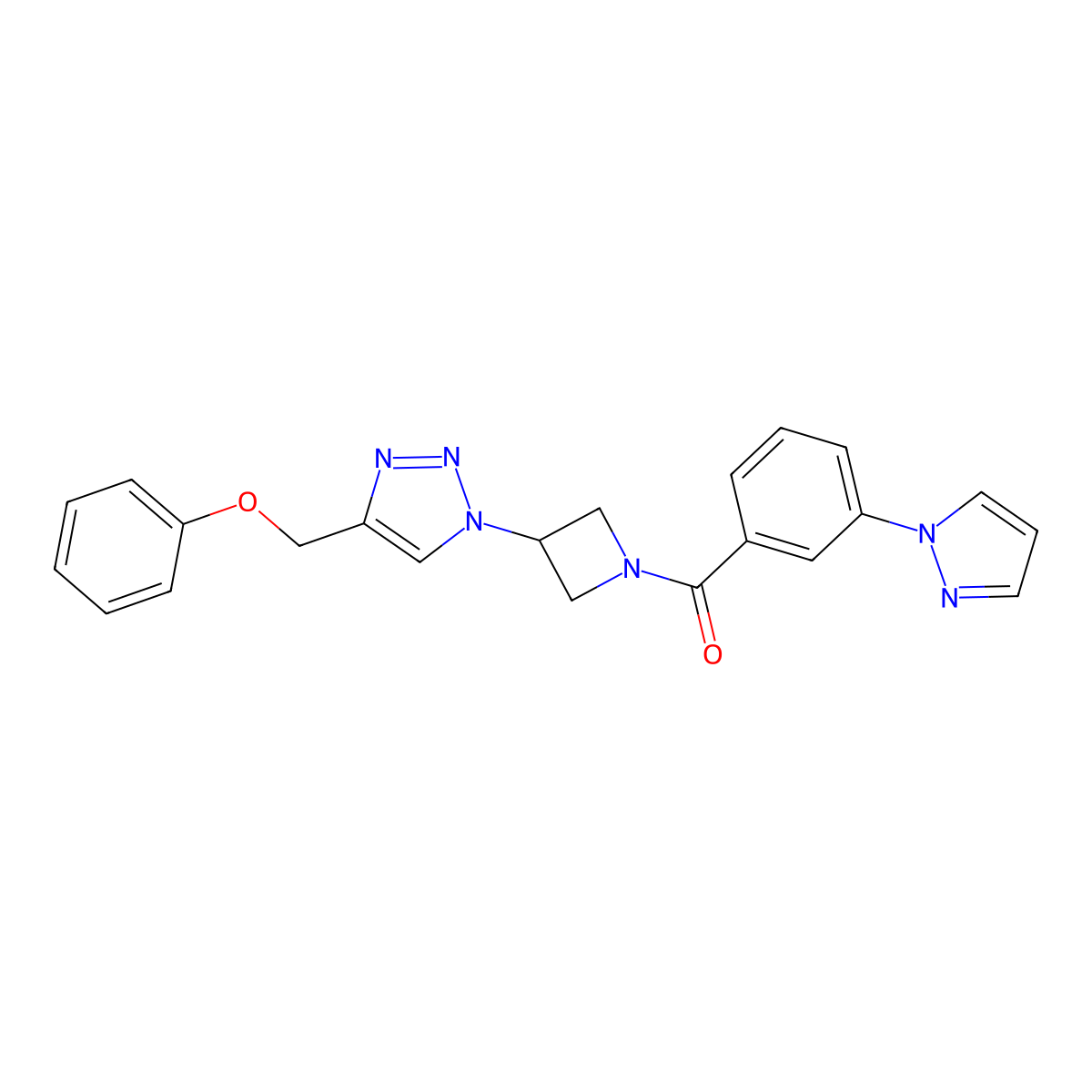 (3-(1H-pyrazol-1-yl)phenyl)(3-(4-(phenoxymethyl)-1H-1,2,3-triazol-1-yl)azetidin-1-yl)methanone molecular structure, CAS 2034341-21-2