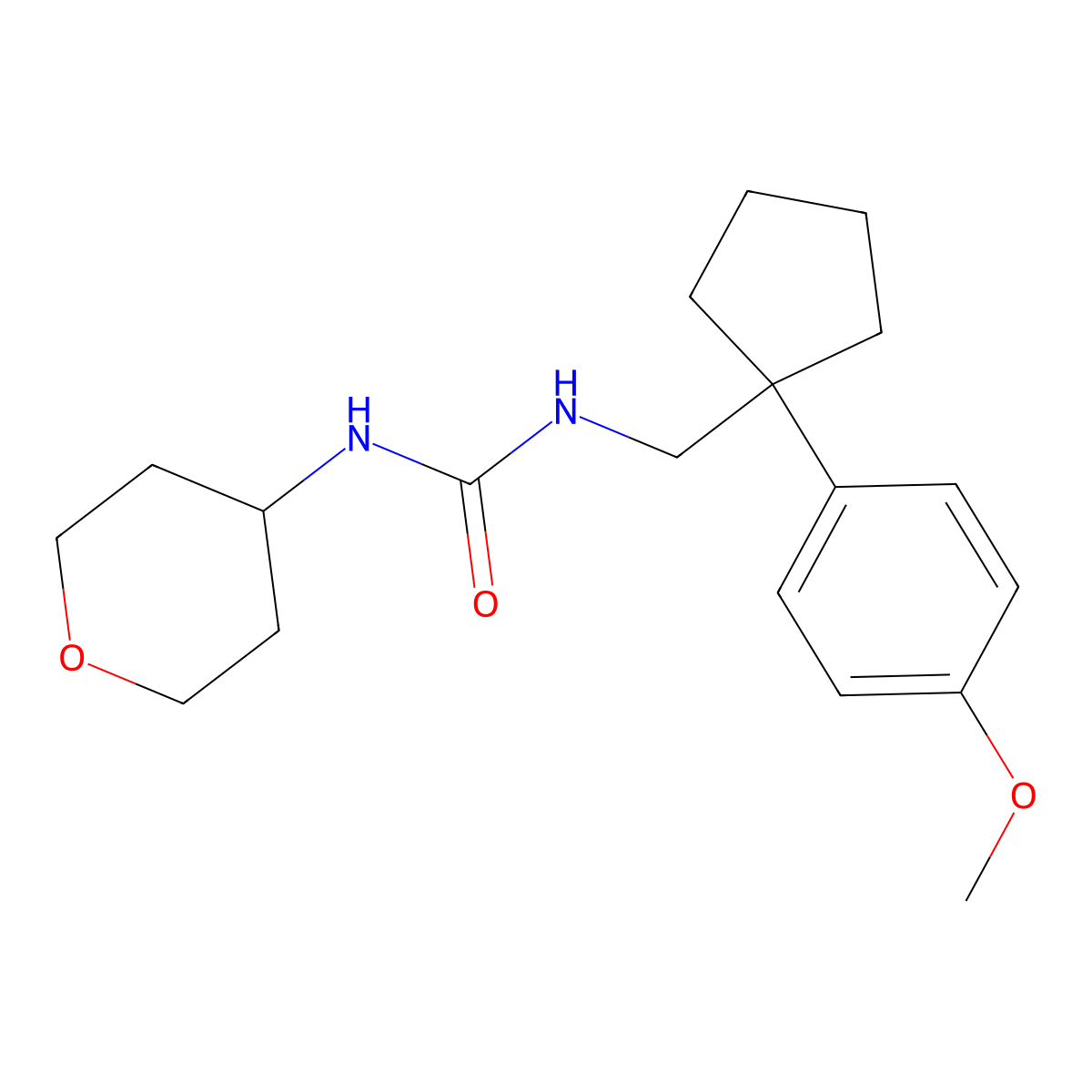 1-((1-(4-methoxyphenyl)cyclopentyl)methyl)-3-(tetrahydro-2H-pyran-4-yl)urea molecular structure, CAS 2034341-24-5