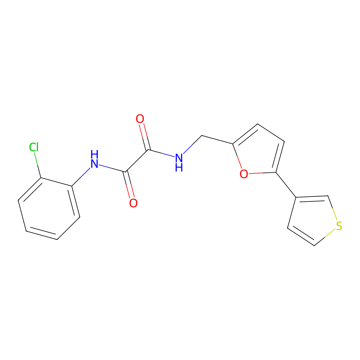 N1-(2-chlorophenyl)-N2-((5-(thiophen-3-yl)furan-2-yl)methyl)oxalamide molecular structure, CAS 2034341-26-7