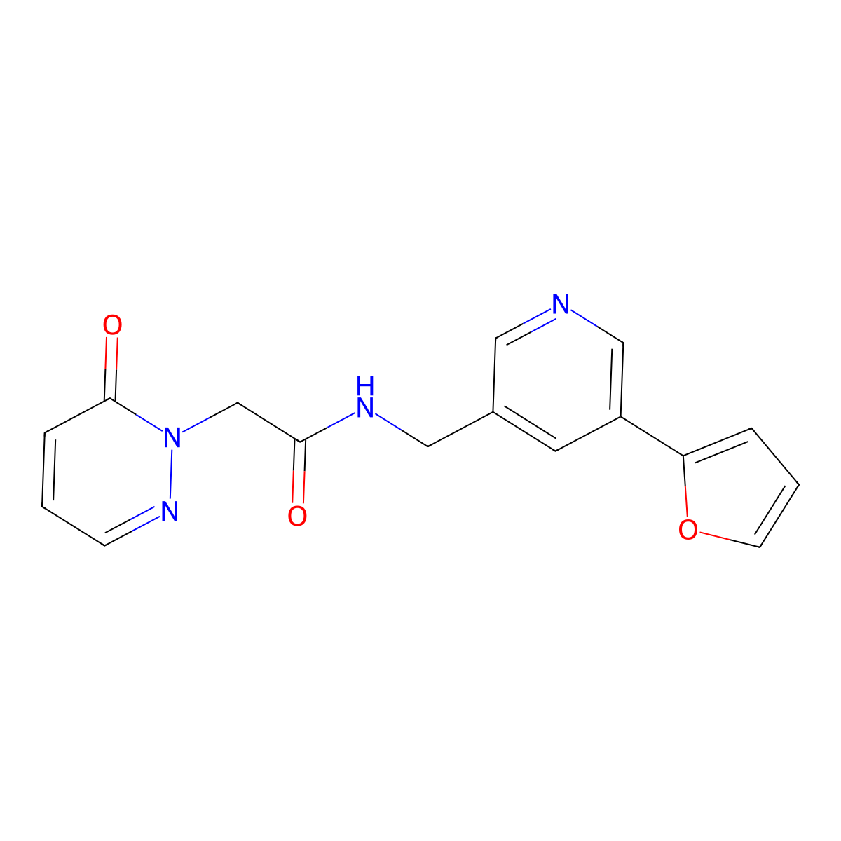 N-((5-(furan-2-yl)pyridin-3-yl)methyl)-2-(6-oxopyridazin-1(6H)-yl)acetamide molecular structure, CAS 2034341-27-8