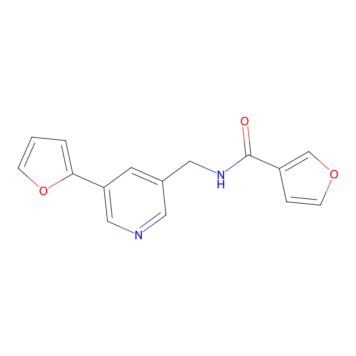 N-{[5-(furan-2-yl)pyridin-3-yl]methyl}furan-3-carboxamide molecular structure, CAS 2034341-34-7