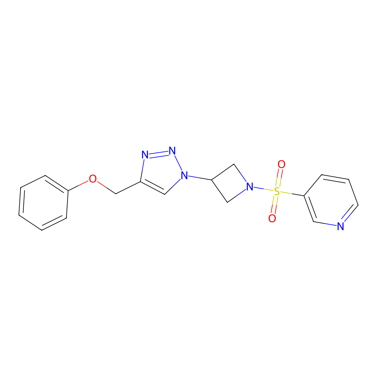 3-({3-[4-(phenoxymethyl)-1H-1,2,3-triazol-1-yl]azetidin-1-yl}sulfonyl)pyridine molecular structure, CAS 2034341-38-1