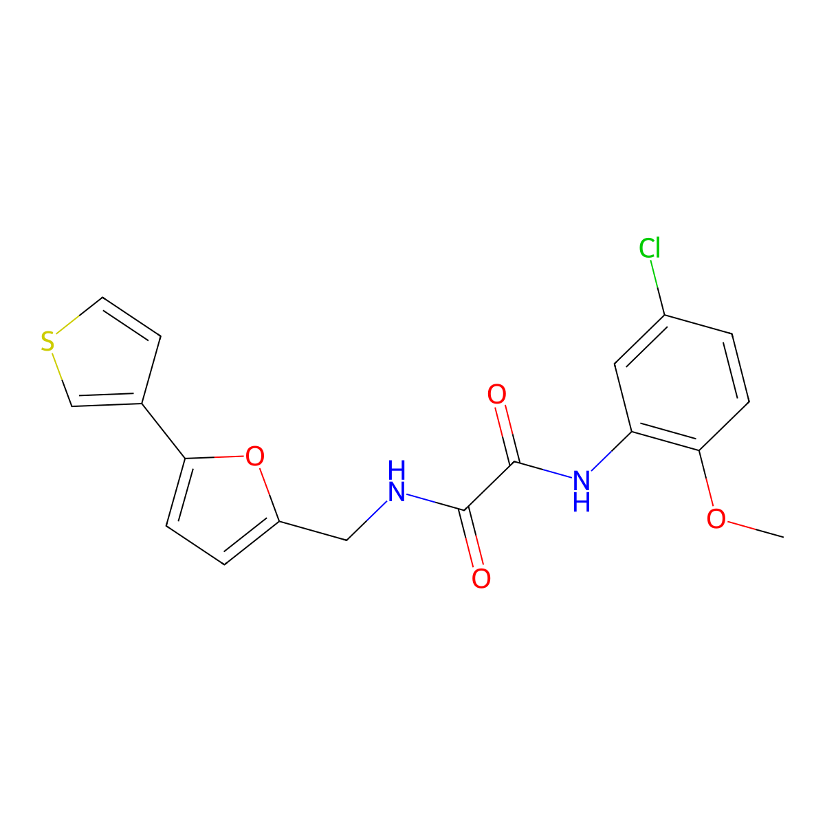 N1-(5-chloro-2-methoxyphenyl)-N2-((5-(thiophen-3-yl)furan-2-yl)methyl)oxalamide molecular structure, CAS 2034341-39-2