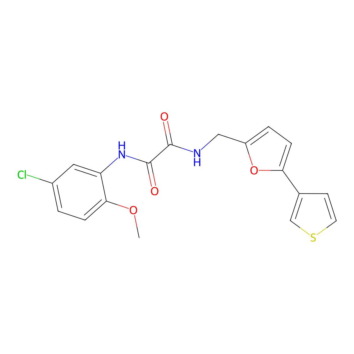 N1-(5-chloro-2-methoxyphenyl)-N2-((5-(thiophen-3-yl)furan-2-yl)methyl)oxalamide molecular structure, CAS 2034341-39-2