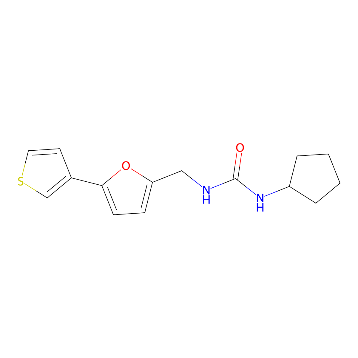 1-Cyclopentyl-3-((5-(thiophen-3-yl)furan-2-yl)methyl)urea molecular structure, CAS 2034341-46-1
