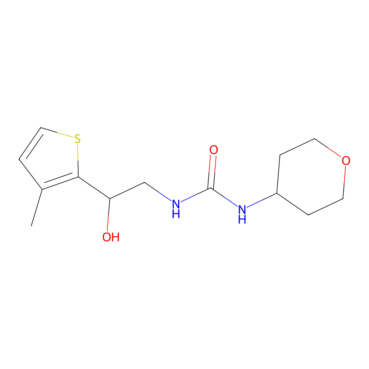 1-(2-hydroxy-2-(3-methylthiophen-2-yl)ethyl)-3-(tetrahydro-2H-pyran-4-yl)urea molecular structure, CAS 2034341-50-7
