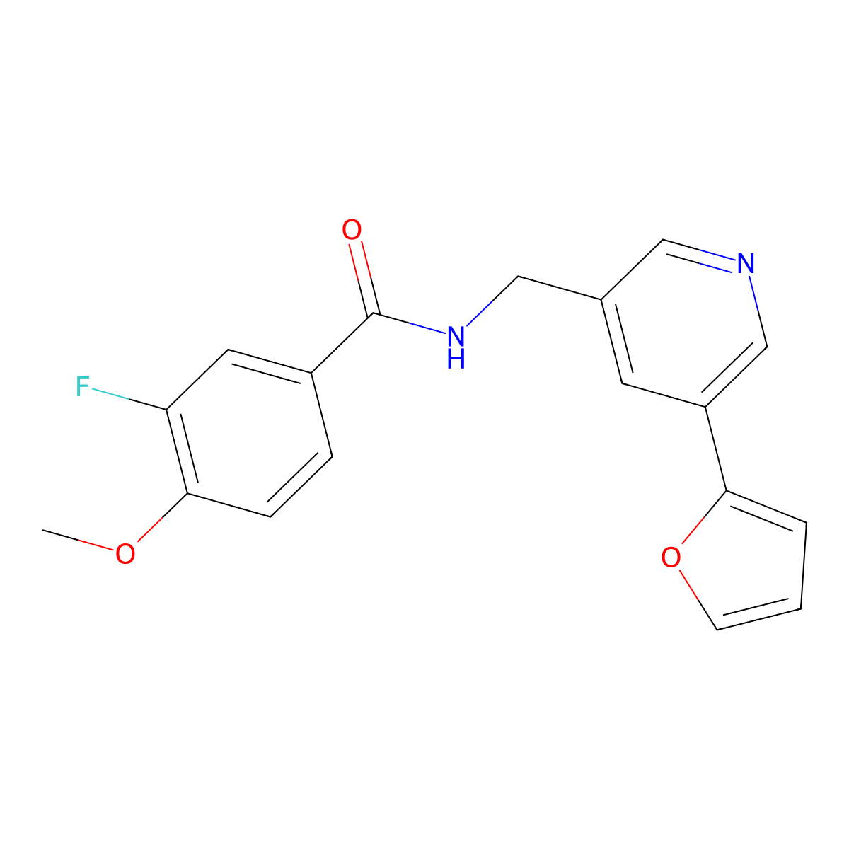 3-fluoro-N-{[5-(furan-2-yl)pyridin-3-yl]methyl}-4-methoxybenzamide molecular structure, CAS 2034341-51-8