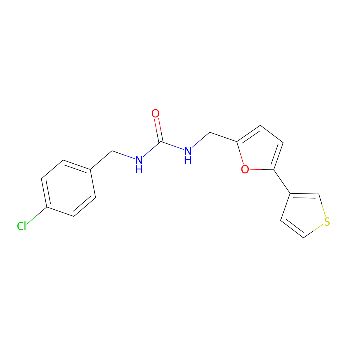 1-(4-Chlorobenzyl)-3-((5-(thiophen-3-yl)furan-2-yl)methyl)urea molecular structure, CAS 2034341-56-3