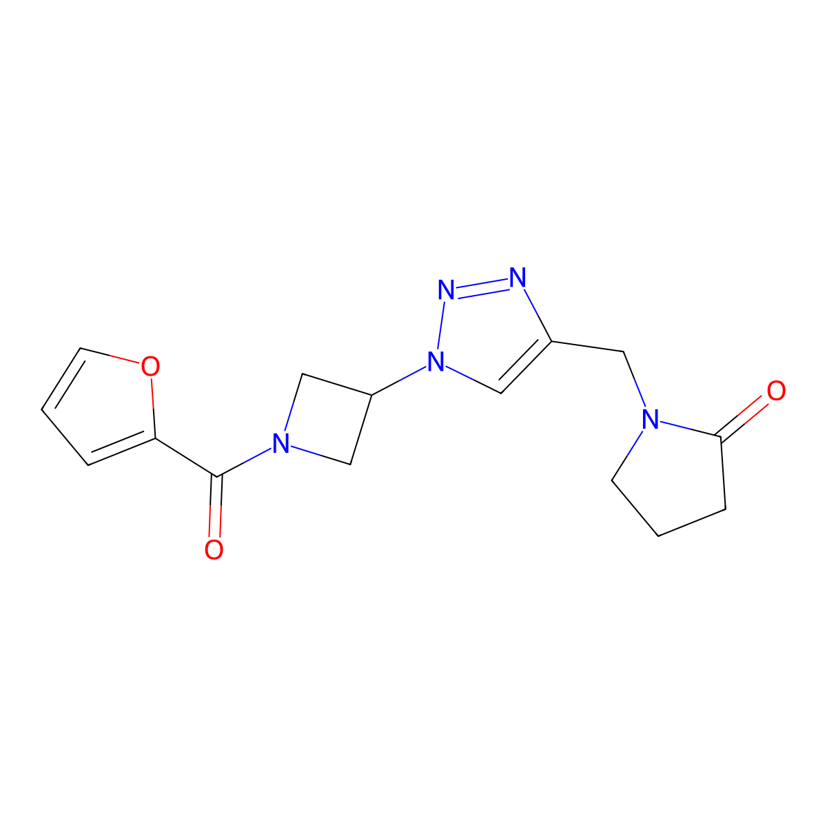 1-((1-(1-(furan-2-carbonyl)azetidin-3-yl)-1H-1,2,3-triazol-4-yl)methyl)pyrrolidin-2-one molecular structure, CAS 2034341-68-7