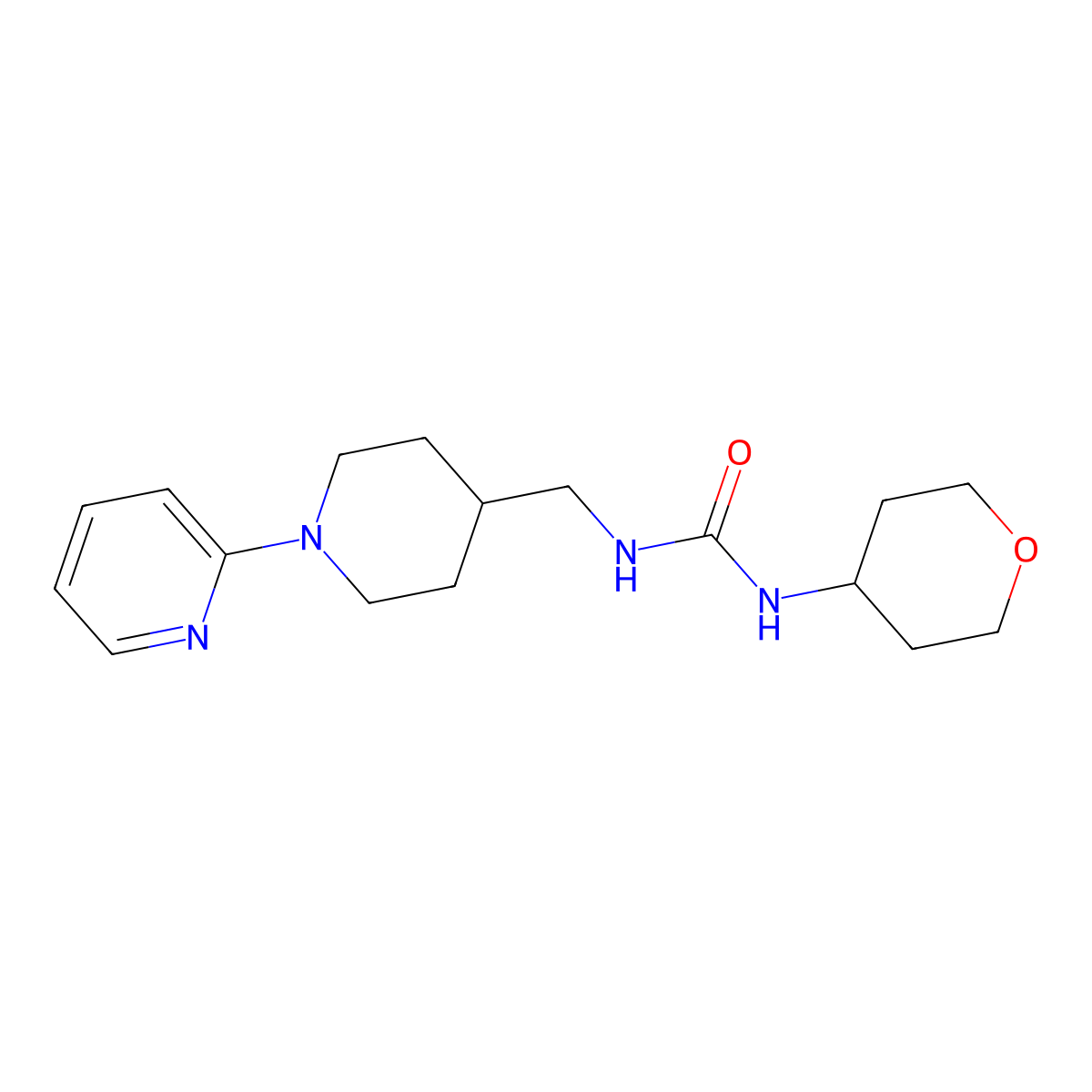 1-((1-(pyridin-2-yl)piperidin-4-yl)methyl)-3-(tetrahydro-2H-pyran-4-yl)urea molecular structure, CAS 2034341-71-2