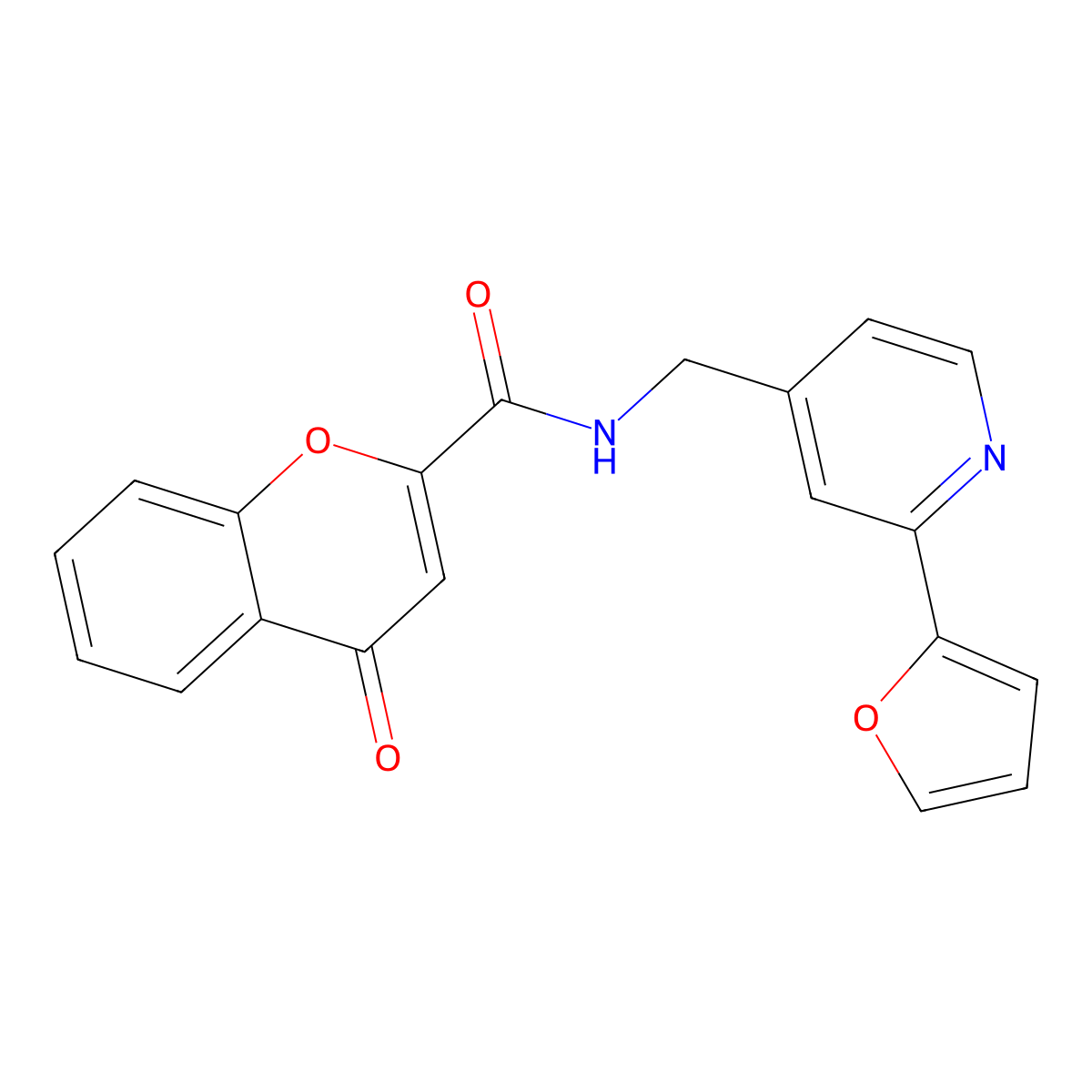 N-((2-(furan-2-yl)pyridin-4-yl)methyl)-4-oxo-4H-chromene-2-carboxamide molecular structure, CAS 2034341-73-4