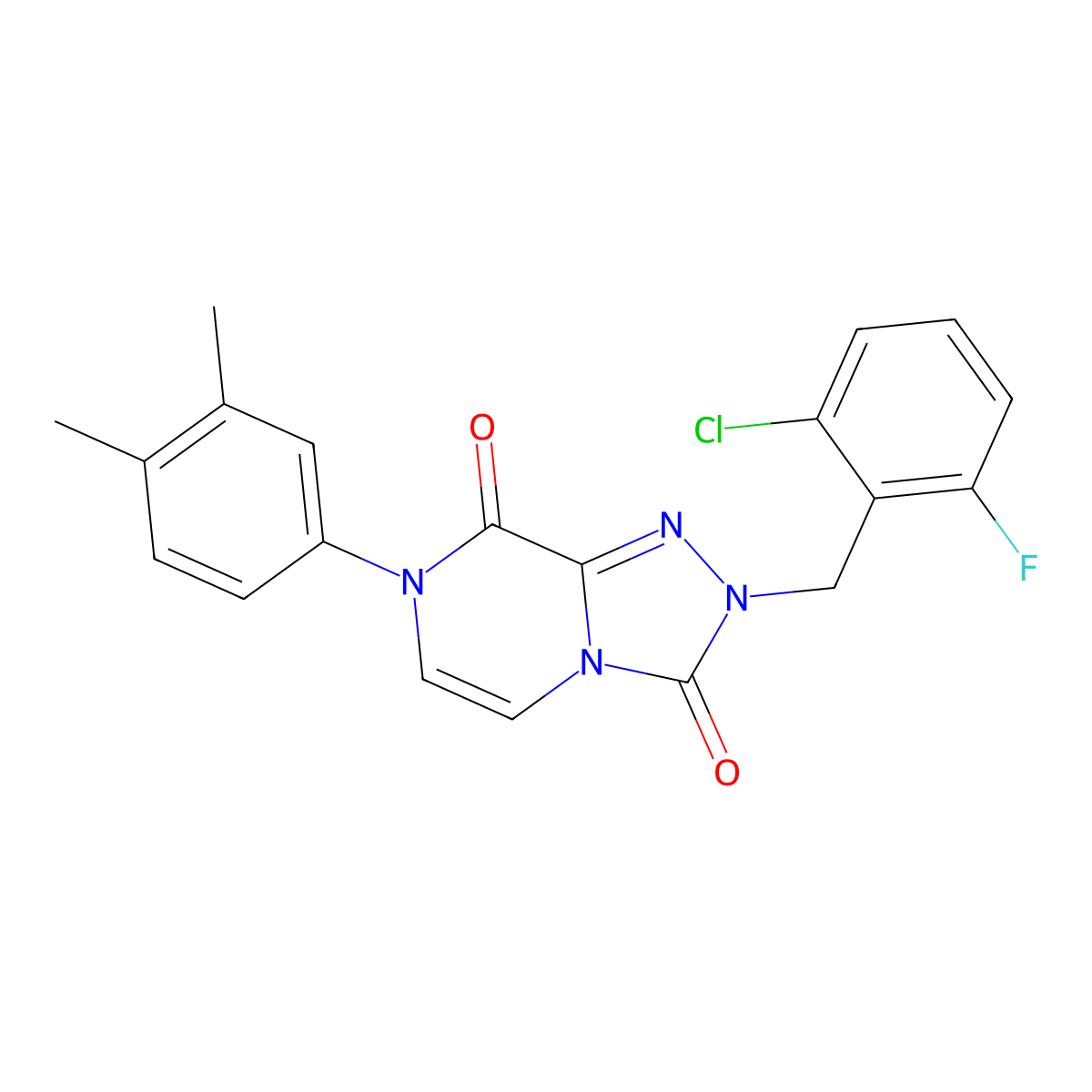 2-(2-chloro-6-fluorobenzyl)-7-(3,4-dimethylphenyl)-[1,2,4]triazolo[4,3-a]pyrazine-3,8(2H,7H)-dione molecular structure, CAS 2034341-76-7