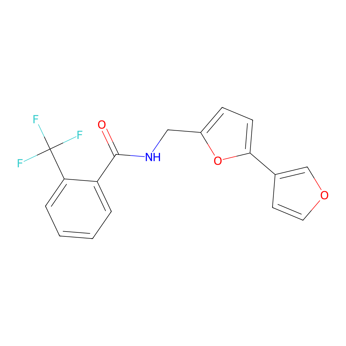 N-({[2,3'-bifuran]-5-yl}methyl)-2-(trifluoromethyl)benzamide molecular structure, CAS 2034341-77-8