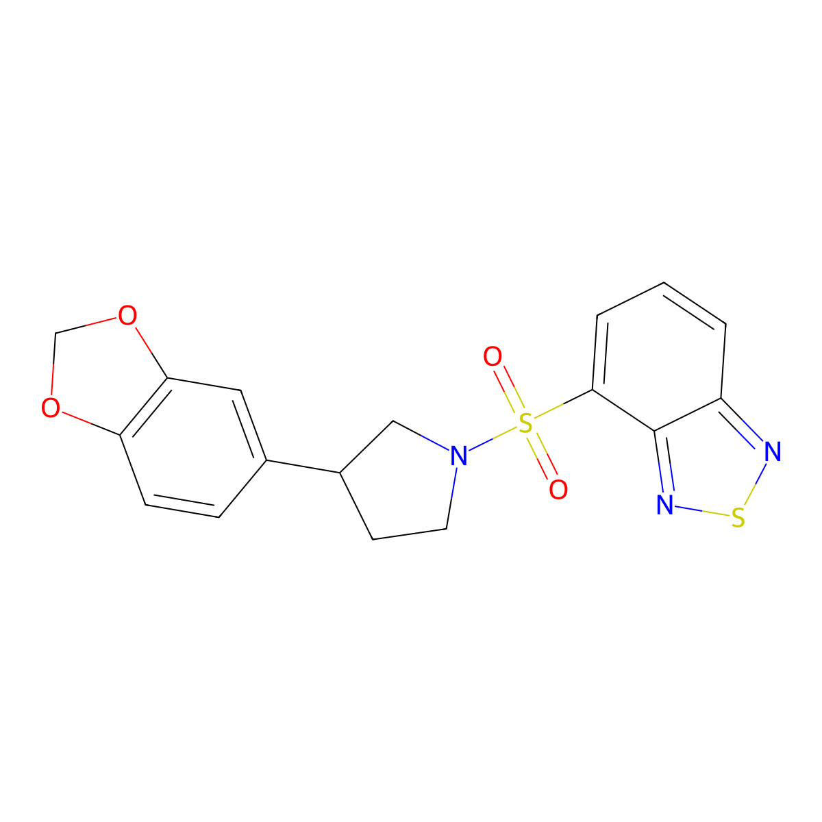 4-((3-(Benzo[d][1,3]dioxol-5-yl)pyrrolidin-1-yl)sulfonyl)benzo[c][1,2,5]thiadiazole molecular structure, CAS 2034341-81-4