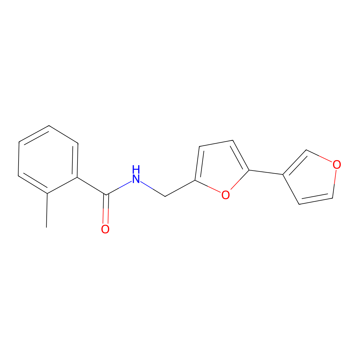 N-([2,3'-bifuran]-5-ylmethyl)-2-methylbenzamide molecular structure, CAS 2034341-82-5