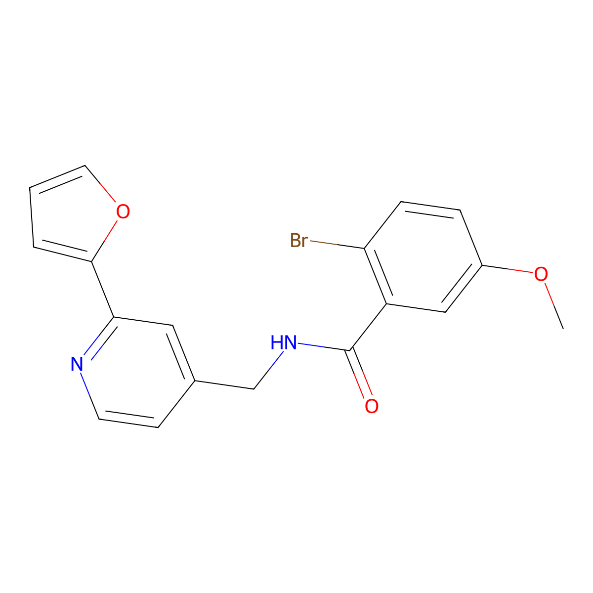 2-bromo-N-{[2-(furan-2-yl)pyridin-4-yl]methyl}-5-methoxybenzamide molecular structure, CAS 2034341-84-7