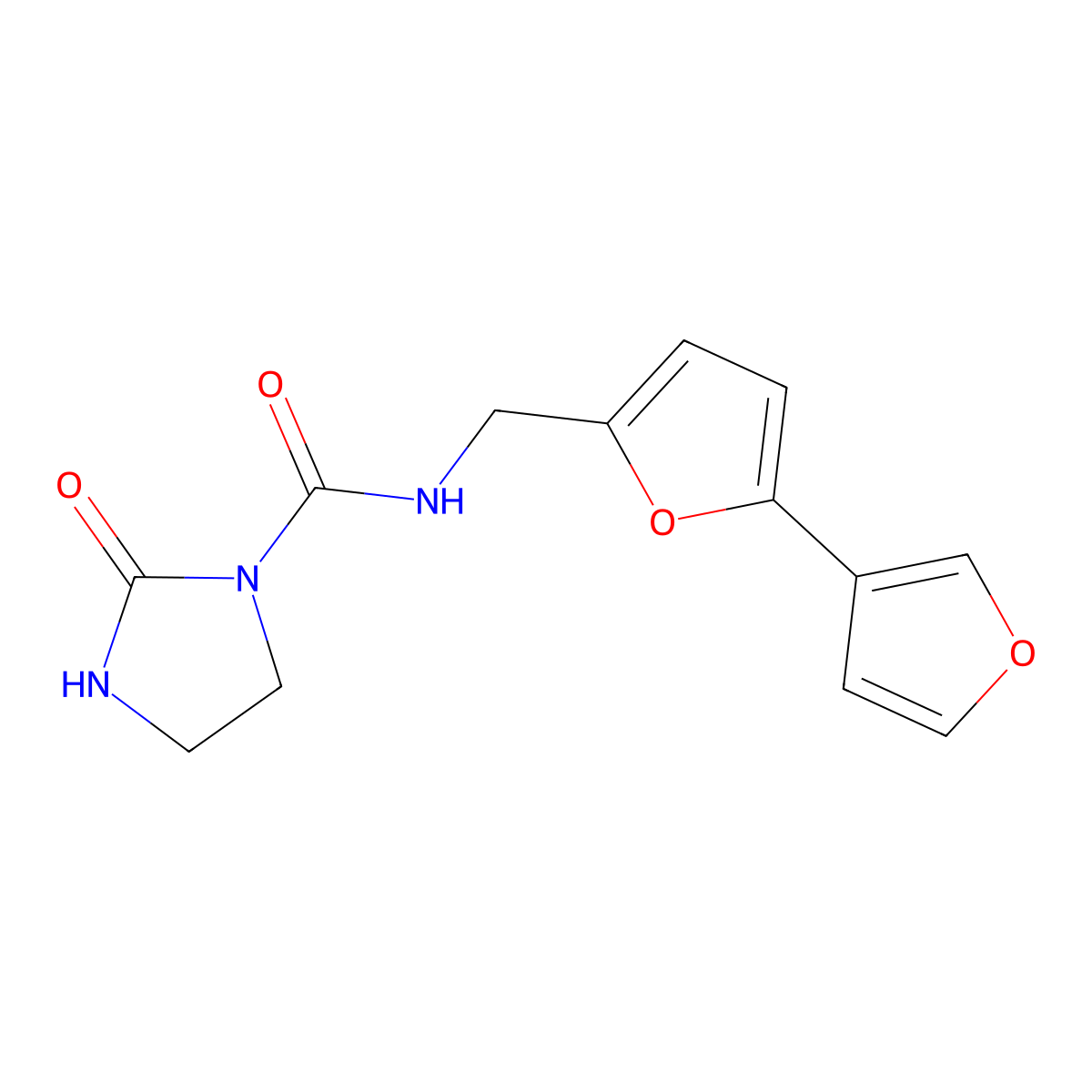 N-({[2,3'-bifuran]-5-yl}methyl)-2-oxoimidazolidine-1-carboxamide molecular structure, CAS 2034341-93-8