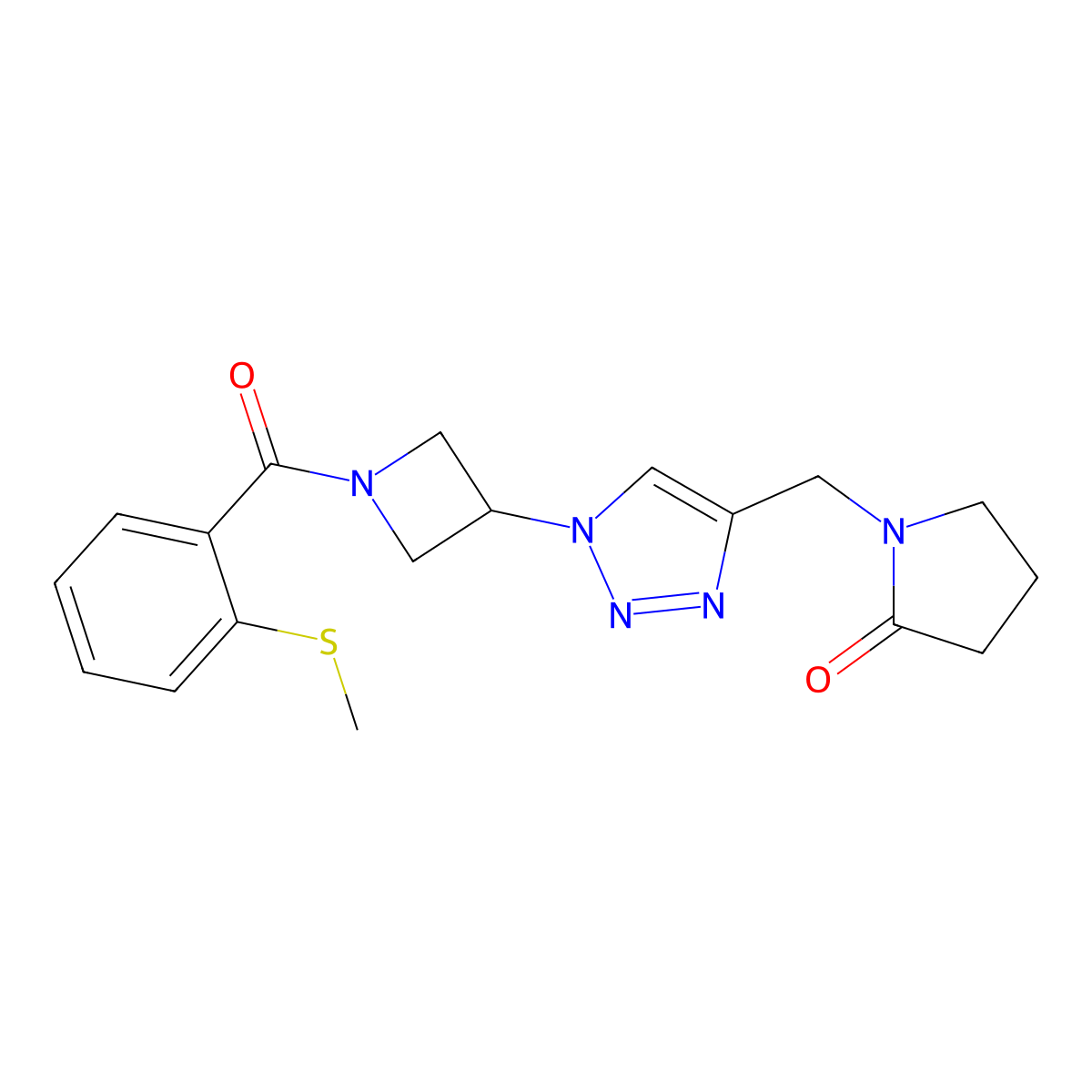 1-((1-(1-(2-(methylthio)benzoyl)azetidin-3-yl)-1H-1,2,3-triazol-4-yl)methyl)pyrrolidin-2-one molecular structure, CAS 2034341-94-9