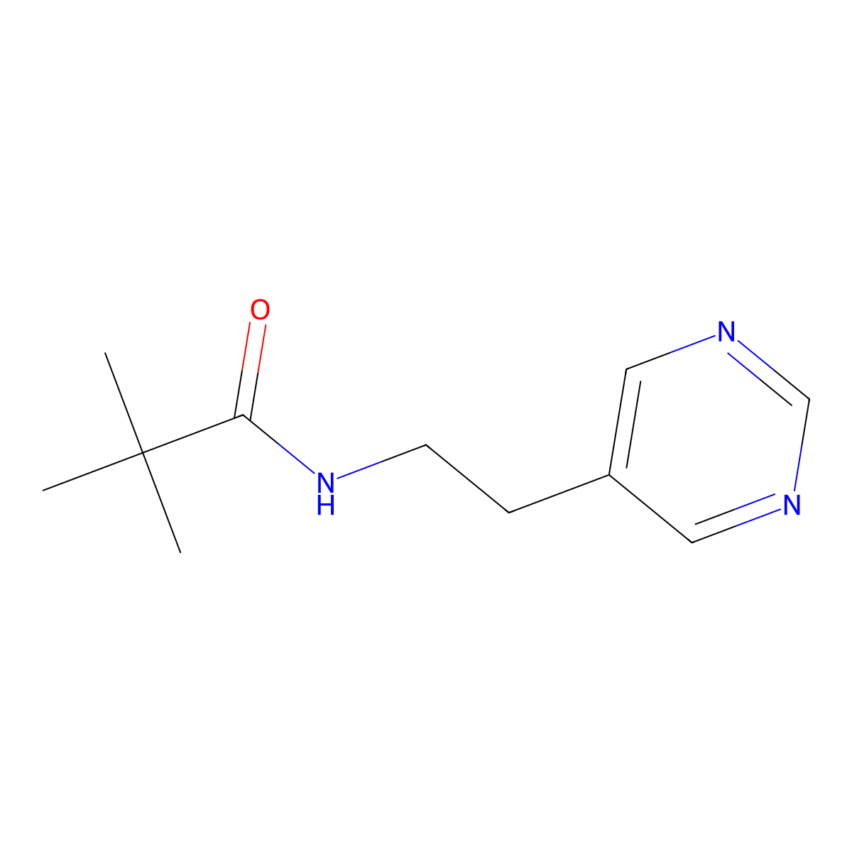 N-(2-(pyrimidin-5-yl)ethyl)pivalamide molecular structure, CAS 2034342-01-1