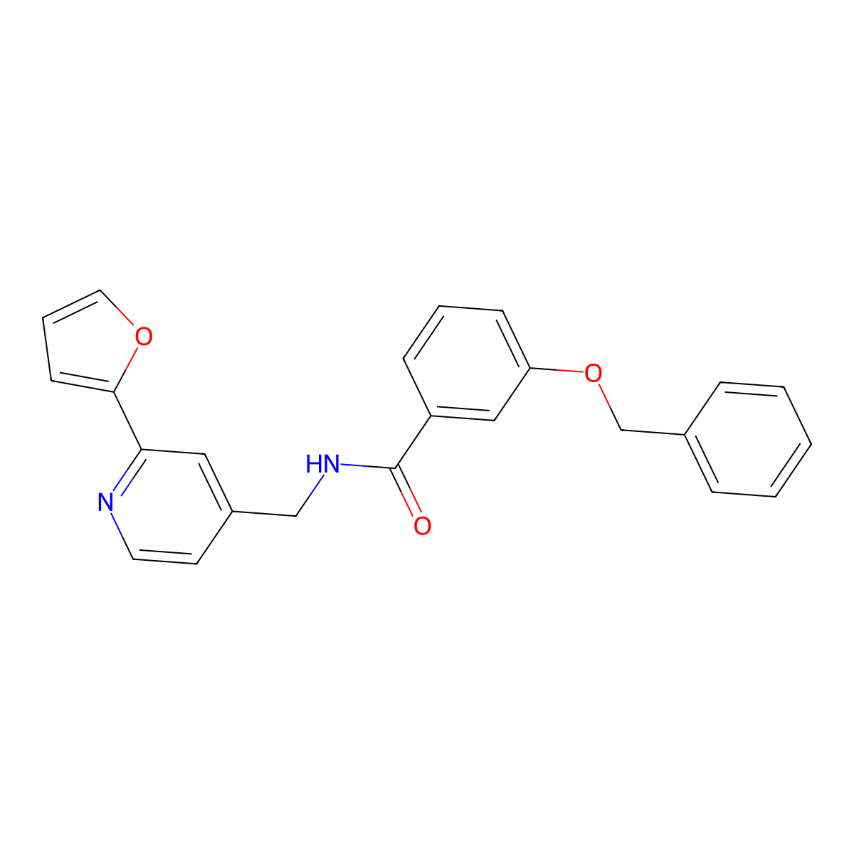 3-(benzyloxy)-N-((2-(furan-2-yl)pyridin-4-yl)methyl)benzamide molecular structure, CAS 2034342-05-5