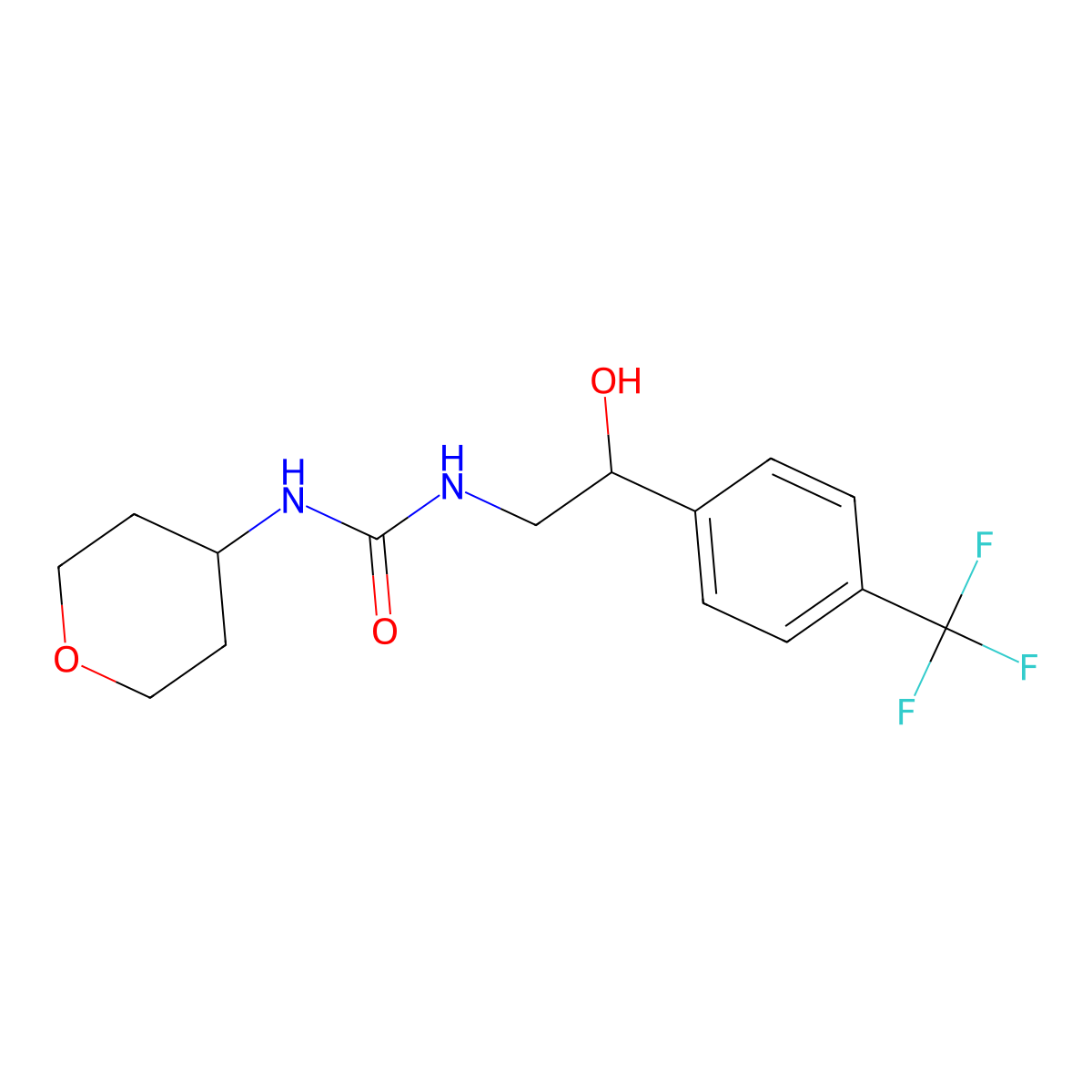 1-(2-hydroxy-2-(4-(trifluoromethyl)phenyl)ethyl)-3-(tetrahydro-2H-pyran-4-yl)urea molecular structure, CAS 2034342-10-2
