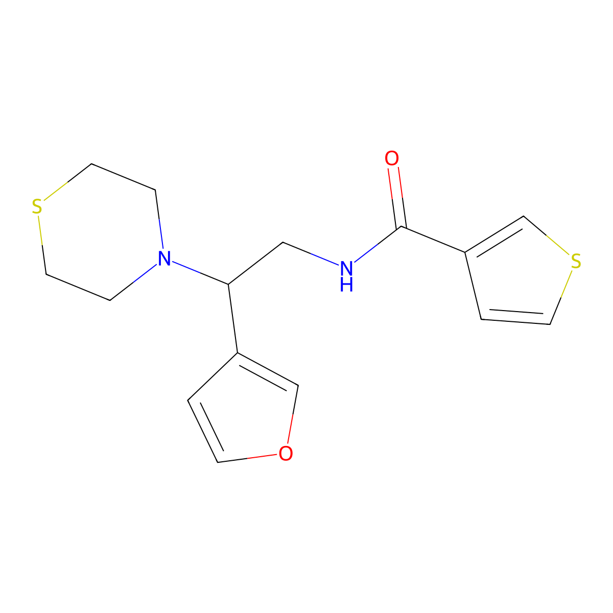 N-(2-(furan-3-yl)-2-thiomorpholinoethyl)thiophene-3-carboxamide molecular structure, CAS 2034342-17-9