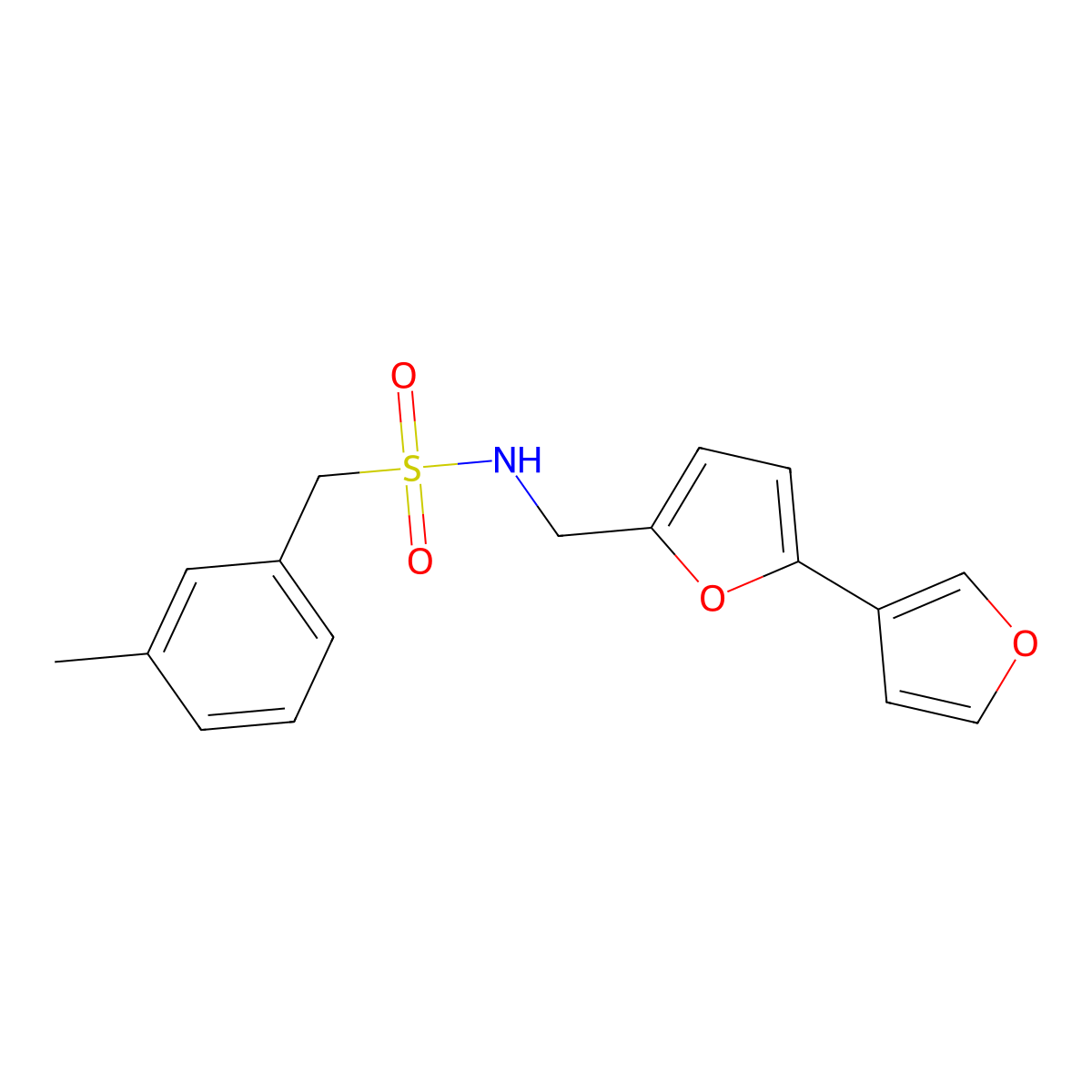 N-([2,3'-bifuran]-5-ylmethyl)-1-(m-tolyl)methanesulfonamide molecular structure, CAS 2034342-18-0