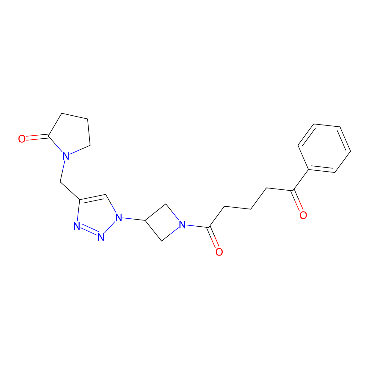 1-(3-(4-((2-oxopyrrolidin-1-yl)methyl)-1H-1,2,3-triazol-1-yl)azetidin-1-yl)-5-phenylpentane-1,5-dione molecular structure, CAS 2034342-23-7