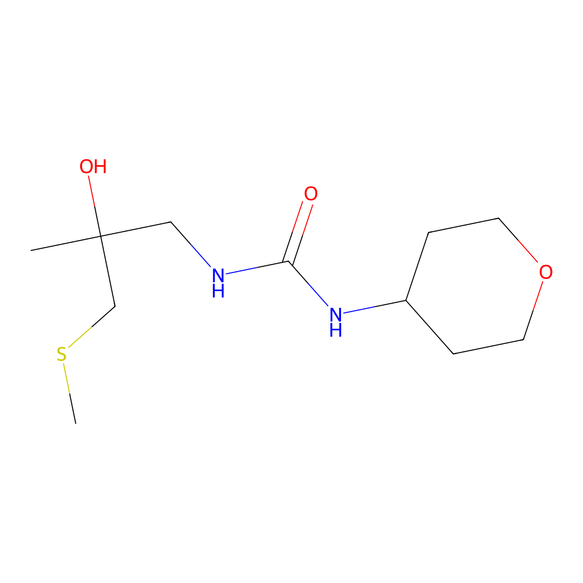 1-(2-hydroxy-2-methyl-3-(methylthio)propyl)-3-(tetrahydro-2H-pyran-4-yl)urea molecular structure, CAS 2034342-24-8