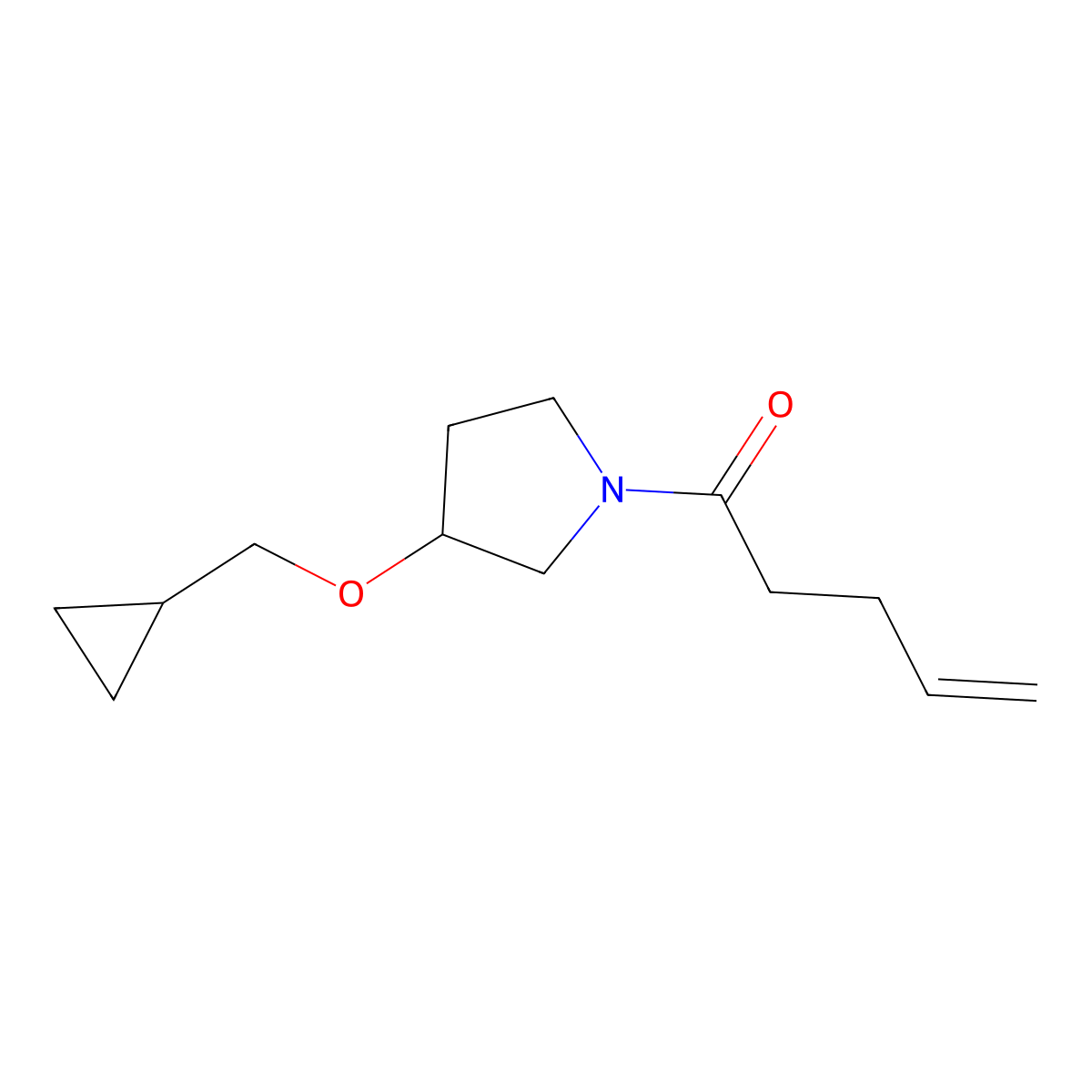 1-[3-(Cyclopropylmethoxy)pyrrolidin-1-yl]pent-4-en-1-one molecular structure, CAS 2034342-25-9