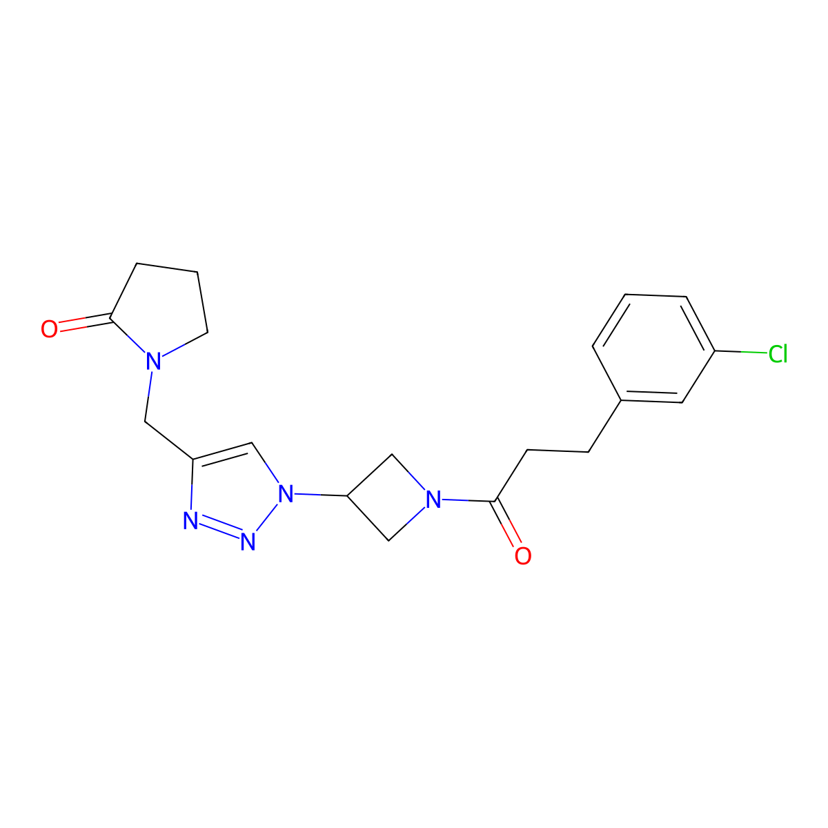 1-((1-(1-(3-(3-chlorophenyl)propanoyl)azetidin-3-yl)-1H-1,2,3-triazol-4-yl)methyl)pyrrolidin-2-one molecular structure, CAS 2034342-35-1
