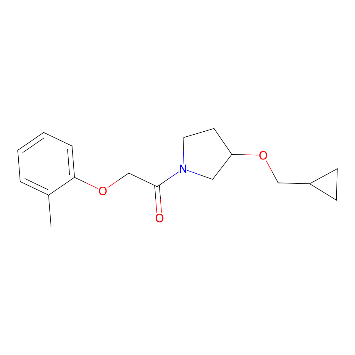 1-(3-(Cyclopropylmethoxy)pyrrolidin-1-yl)-2-(o-tolyloxy)ethanone molecular structure, CAS 2034342-37-3