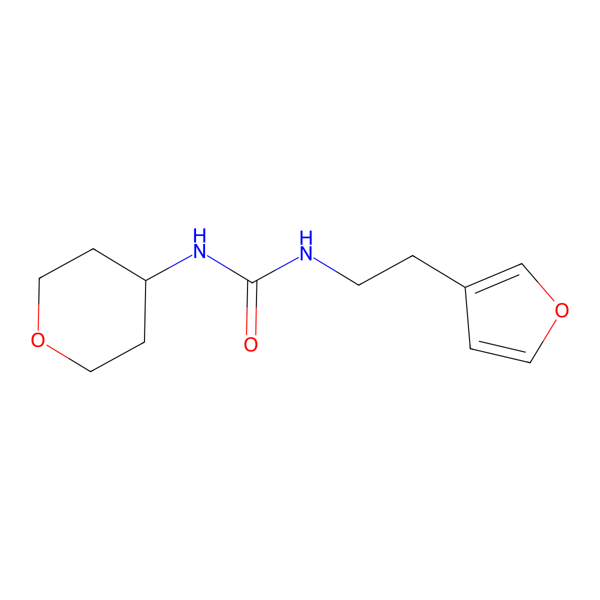 1-(2-(furan-3-yl)ethyl)-3-(tetrahydro-2H-pyran-4-yl)urea molecular structure, CAS 2034342-40-8