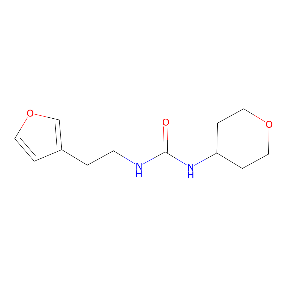 1-(2-(furan-3-yl)ethyl)-3-(tetrahydro-2H-pyran-4-yl)urea molecular structure, CAS 2034342-40-8