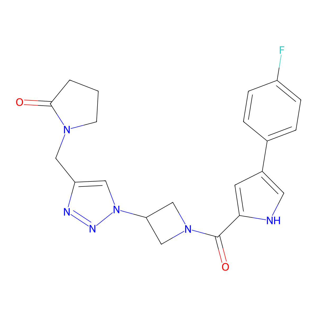 1-((1-(1-(4-(4-fluorophenyl)-1H-pyrrole-2-carbonyl)azetidin-3-yl)-1H-1,2,3-triazol-4-yl)methyl)pyrrolidin-2-one molecular structure, CAS 2034342-45-3