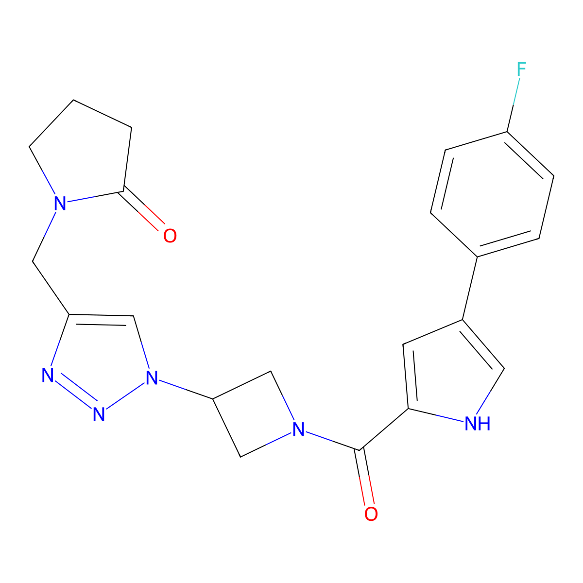 1-((1-(1-(4-(4-fluorophenyl)-1H-pyrrole-2-carbonyl)azetidin-3-yl)-1H-1,2,3-triazol-4-yl)methyl)pyrrolidin-2-one molecular structure, CAS 2034342-45-3