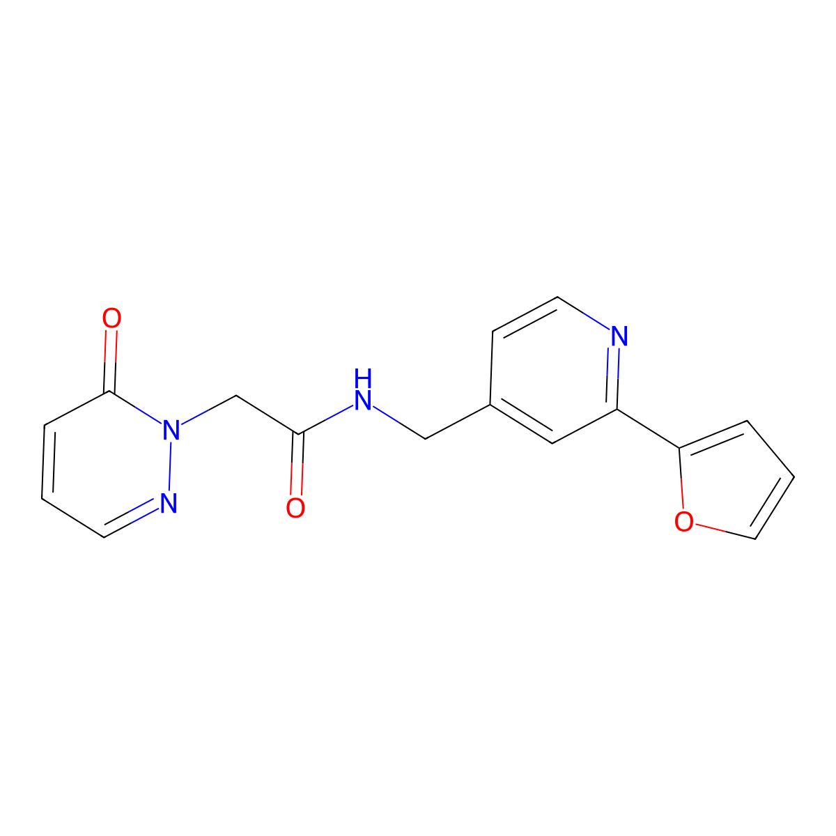 N-((2-(furan-2-yl)pyridin-4-yl)methyl)-2-(6-oxopyridazin-1(6H)-yl)acetamide molecular structure, CAS 2034342-46-4