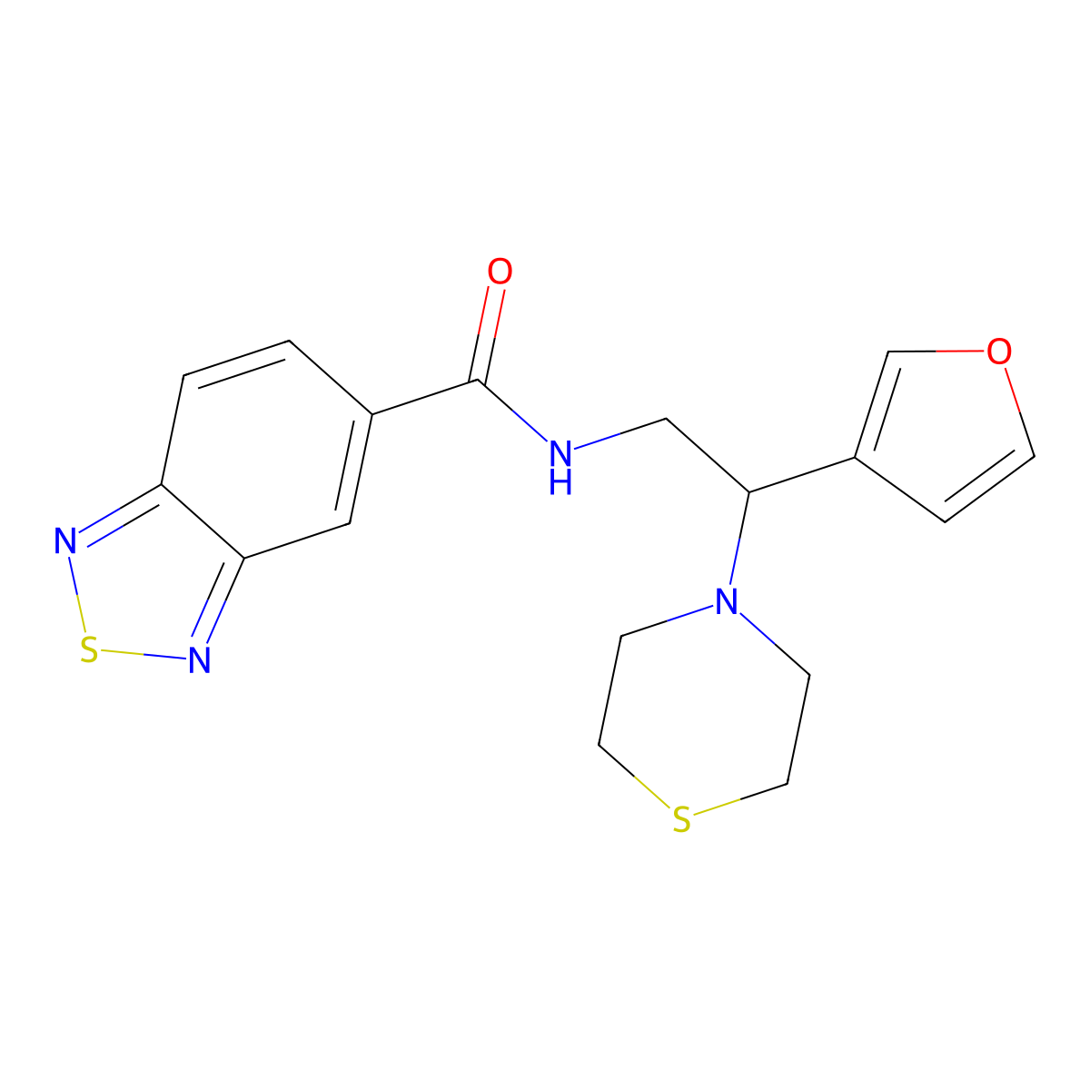 N-(2-(furan-3-yl)-2-thiomorpholinoethyl)benzo[c][1,2,5]thiadiazole-5-carboxamide molecular structure, CAS 2034342-69-1