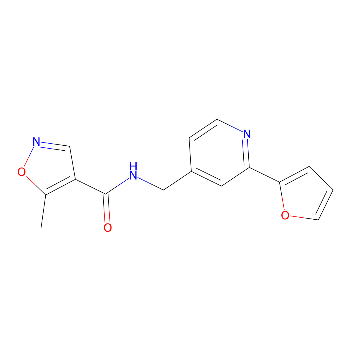 N-((2-(furan-2-yl)pyridin-4-yl)methyl)-5-methylisoxazole-4-carboxamide molecular structure, CAS 2034342-70-4