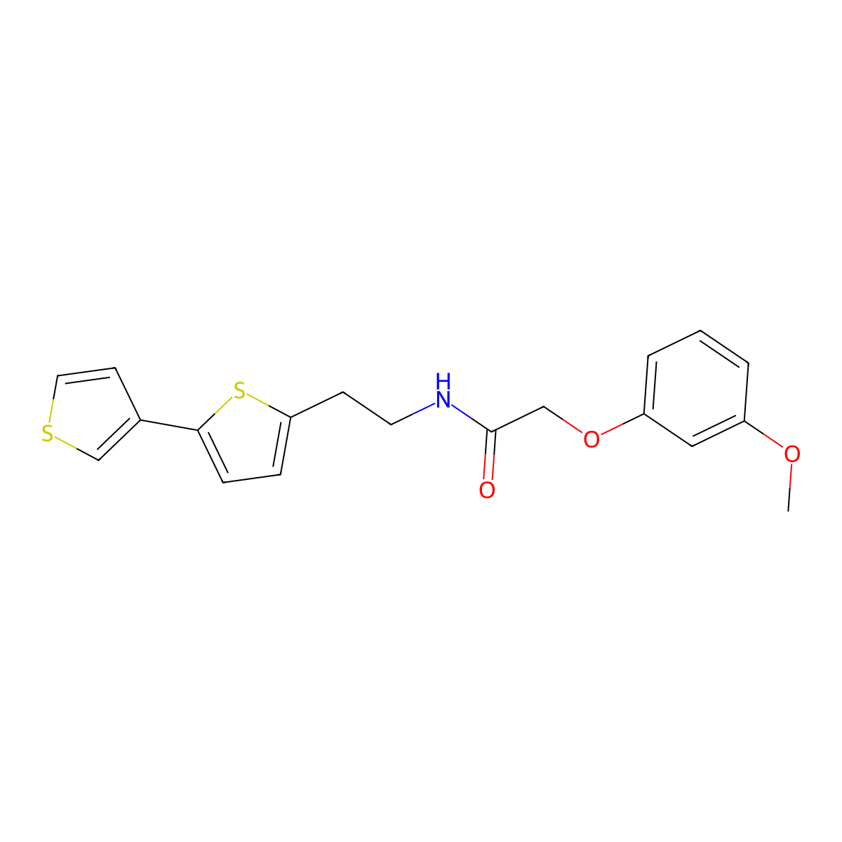 N-(2-{[2,3'-bithiophene]-5-yl}ethyl)-2-(3-methoxyphenoxy)acetamide molecular structure, CAS 2034342-71-5
