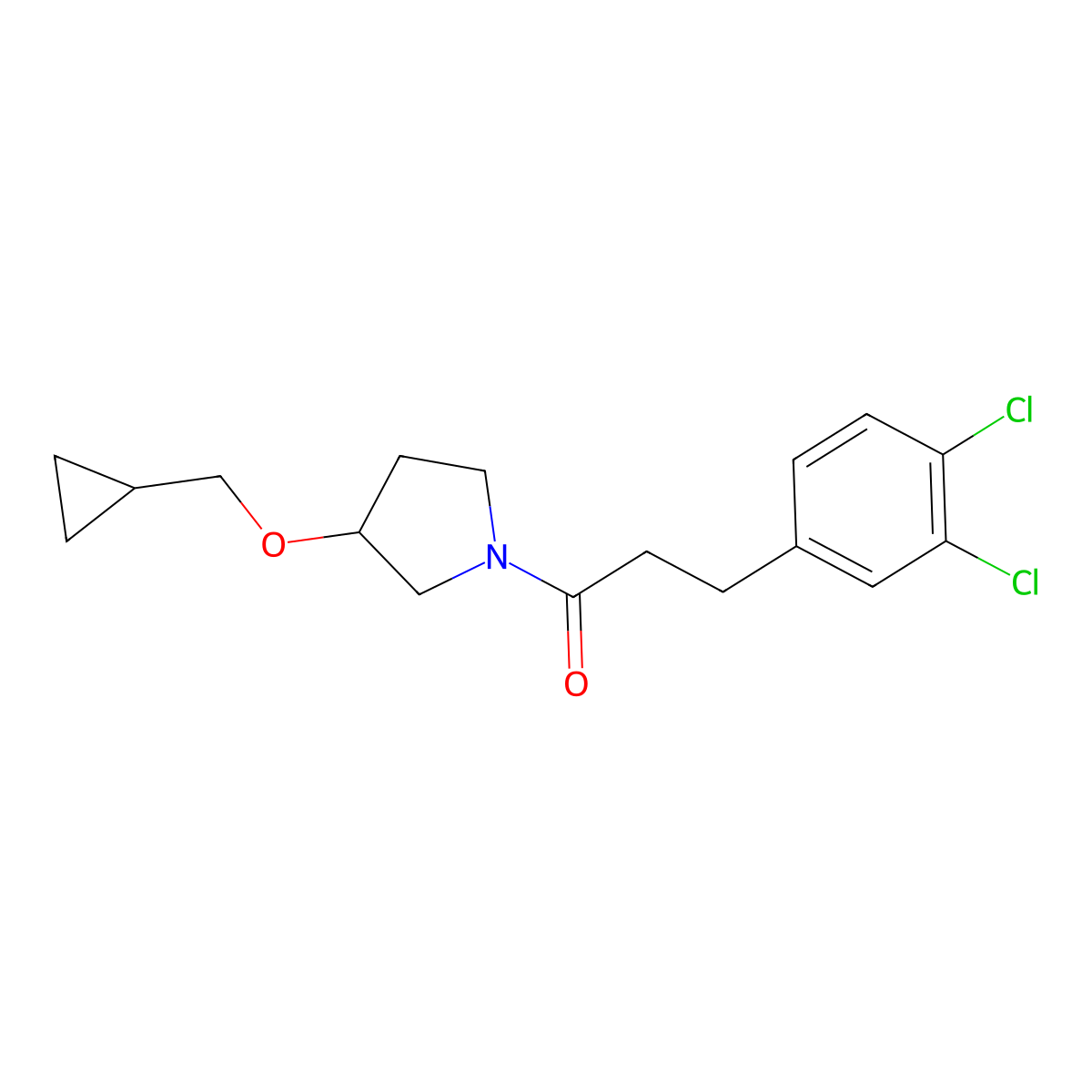 1-[3-(Cyclopropylmethoxy)pyrrolidin-1-yl]-3-(3,4-dichlorophenyl)propan-1-one molecular structure, CAS 2034342-72-6