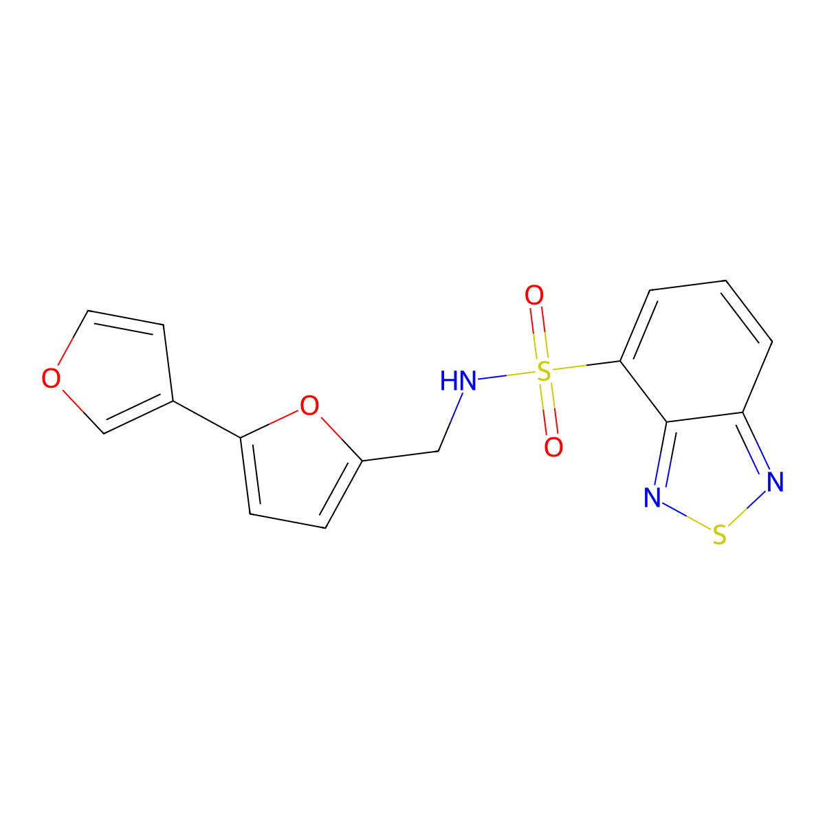 N-([2,3'-bifuran]-5-ylmethyl)benzo[c][1,2,5]thiadiazole-4-sulfonamide molecular structure, CAS 2034342-76-0