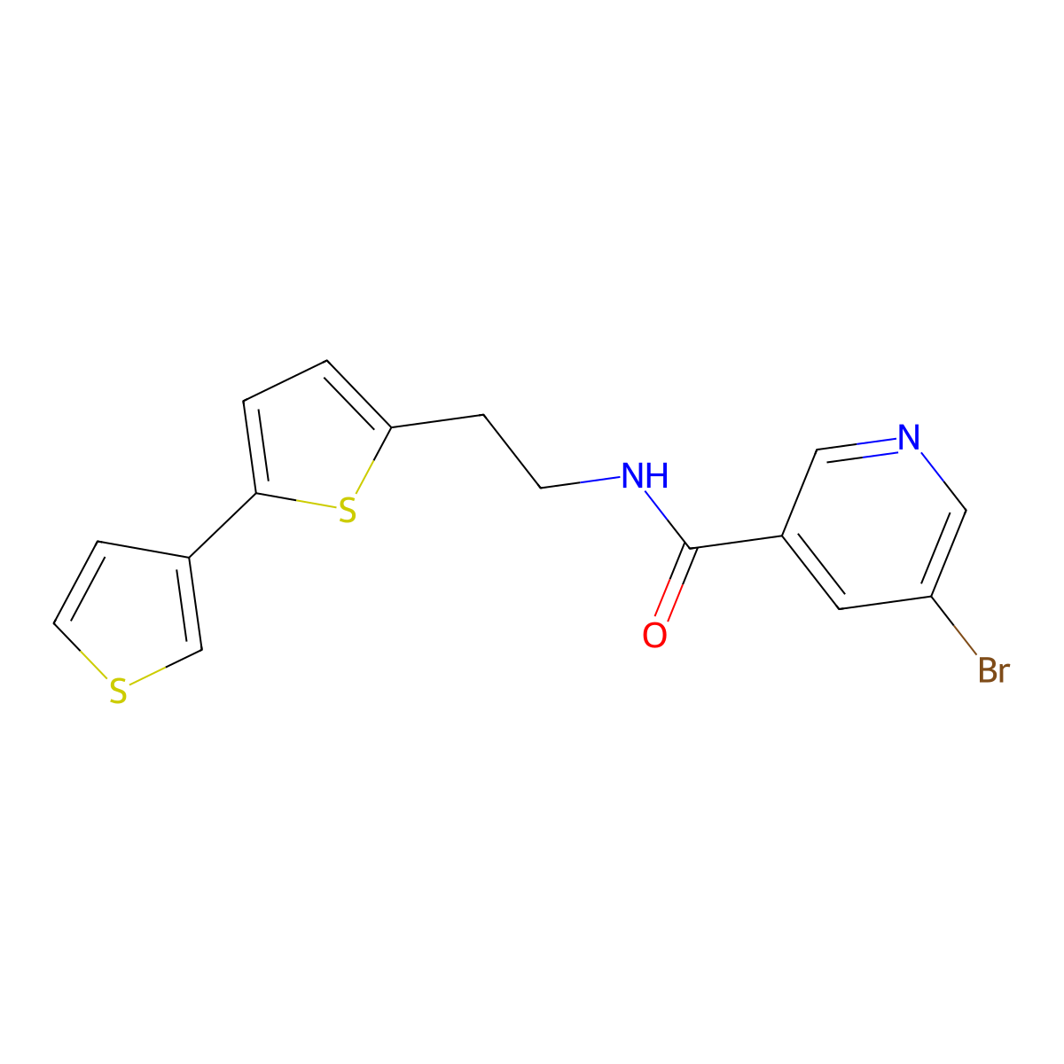 N-(2-([2,3'-bithiophen]-5-yl)ethyl)-5-bromonicotinamide molecular structure, CAS 2034342-79-3