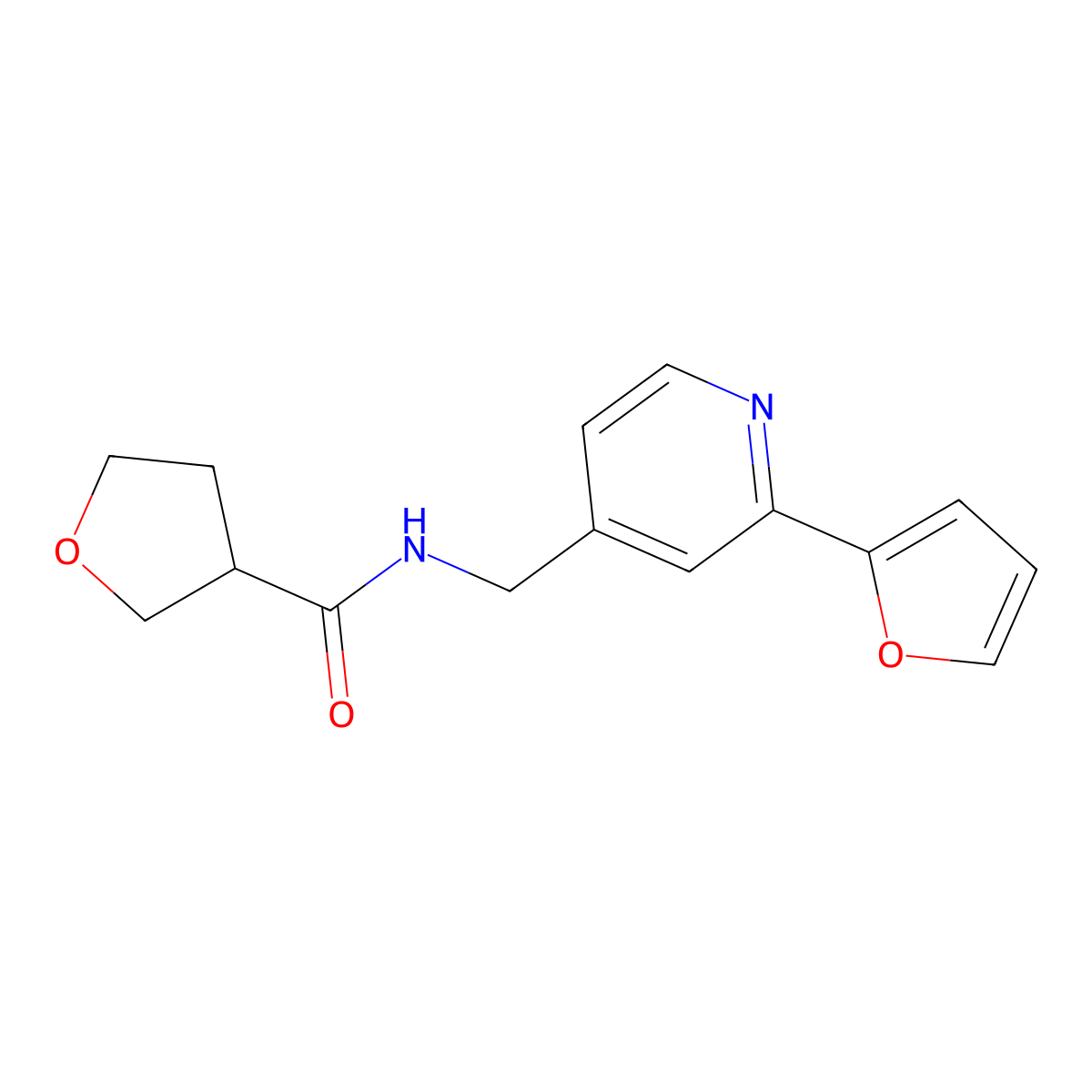 N-((2-(furan-2-yl)pyridin-4-yl)methyl)tetrahydrofuran-3-carboxamide molecular structure, CAS 2034342-83-9