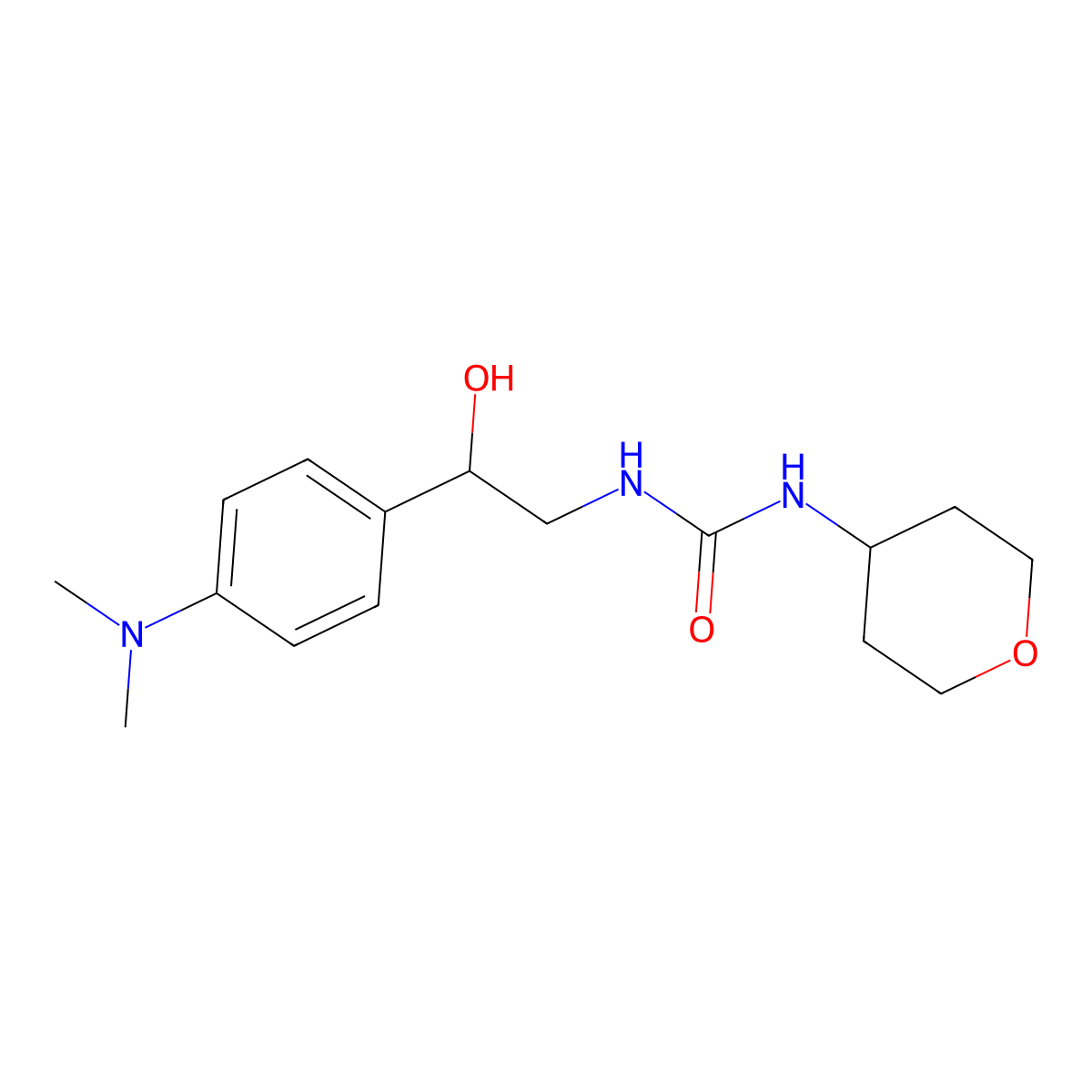 1-(2-(4-(dimethylamino)phenyl)-2-hydroxyethyl)-3-(tetrahydro-2H-pyran-4-yl)urea molecular structure, CAS 2034342-90-8