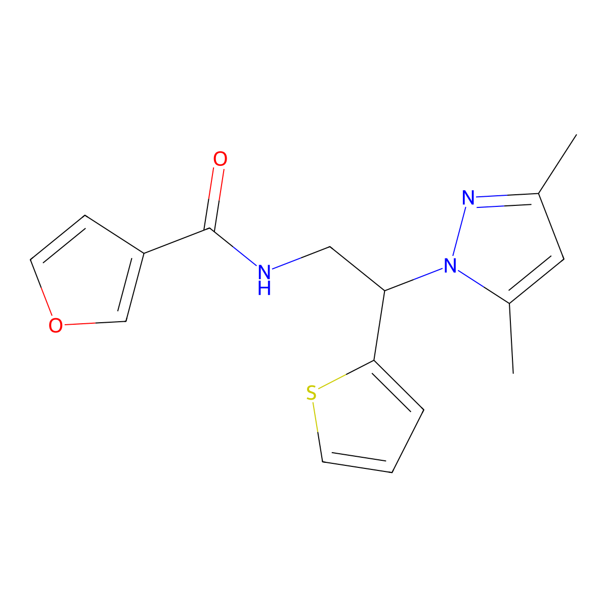 N-(2-(3,5-dimethyl-1H-pyrazol-1-yl)-2-(thiophen-2-yl)ethyl)furan-3-carboxamide molecular structure, CAS 2034342-92-0