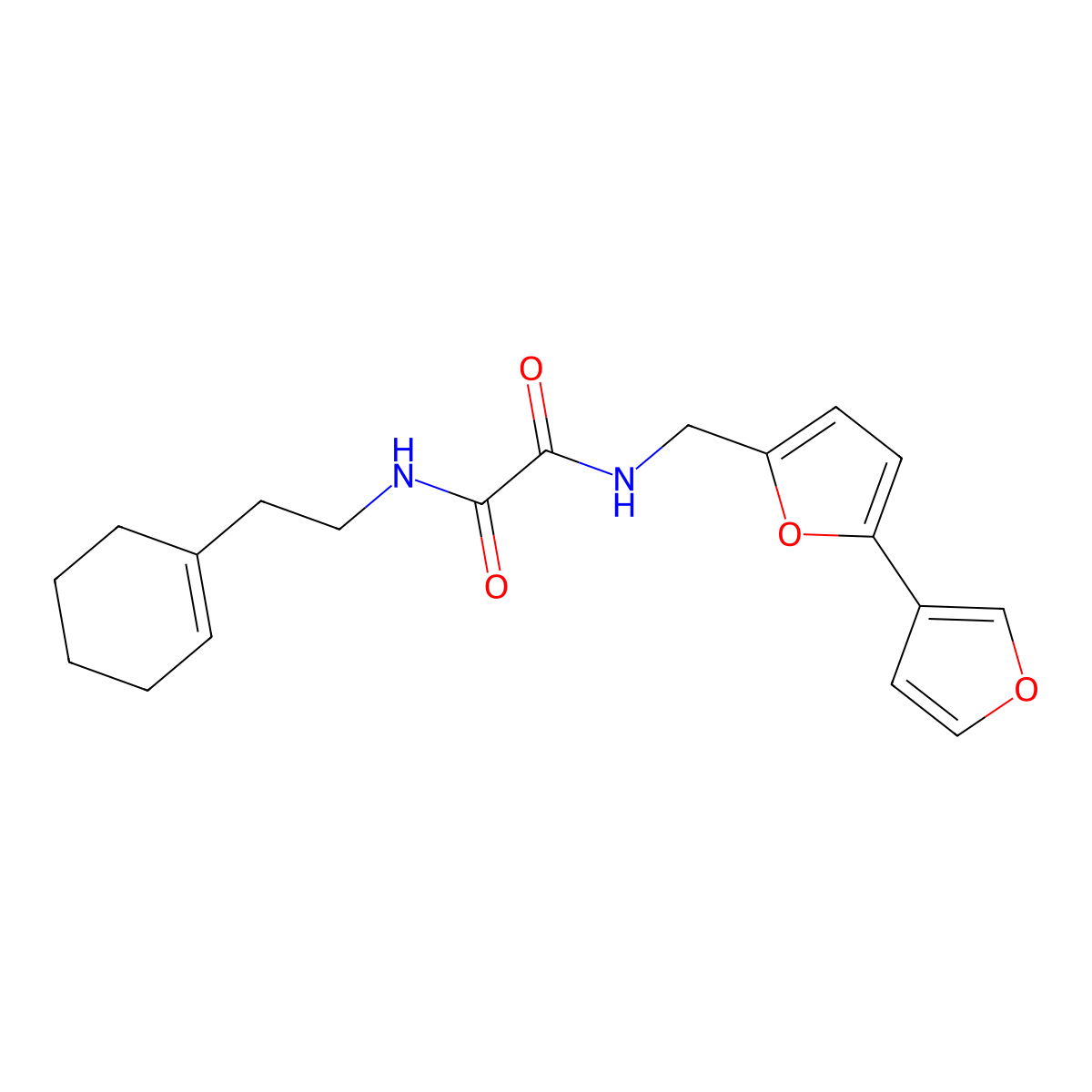 N1-([2,3'-bifuran]-5-ylmethyl)-N2-(2-(cyclohex-1-en-1-yl)ethyl)oxalamide molecular structure, CAS 2034343-05-8