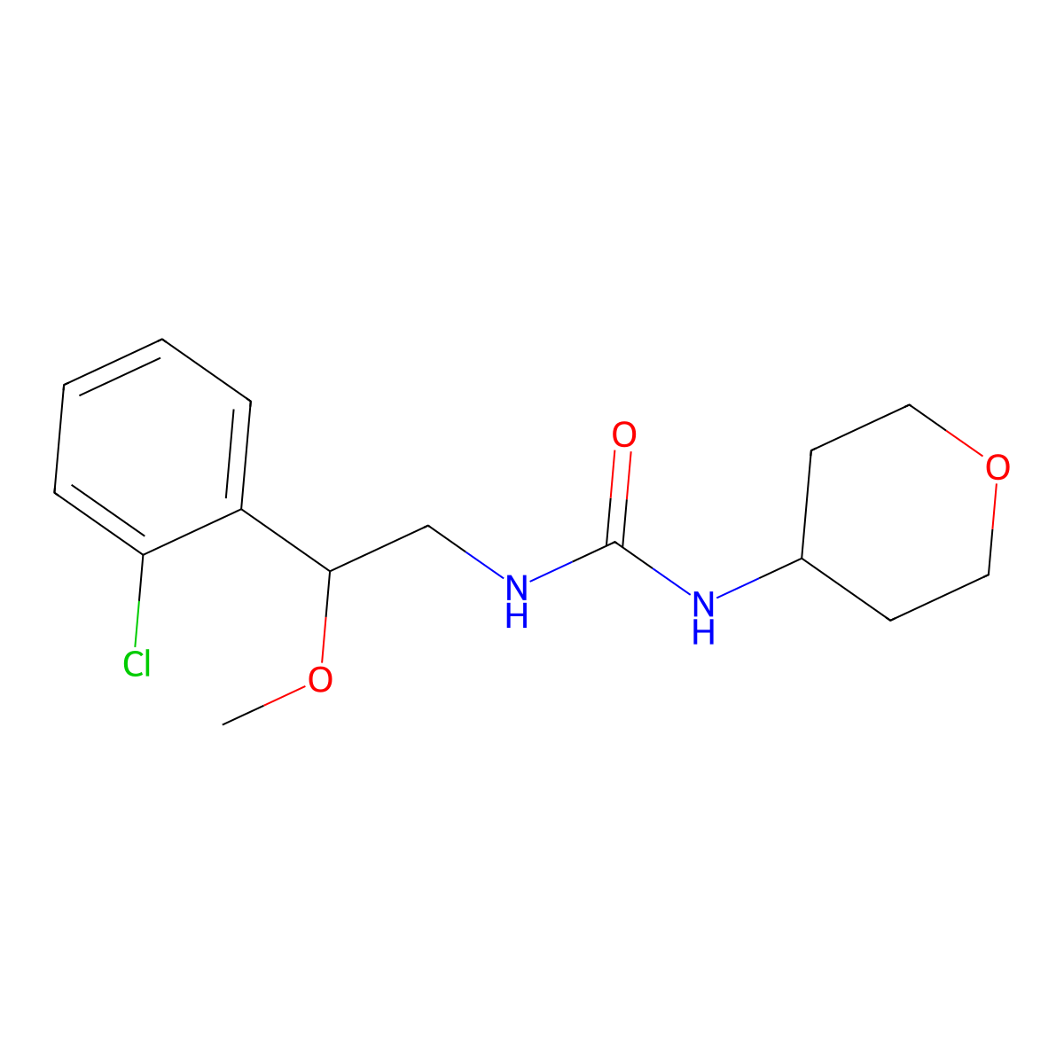 1-(2-(2-chlorophenyl)-2-methoxyethyl)-3-(tetrahydro-2H-pyran-4-yl)urea molecular structure, CAS 2034343-18-3