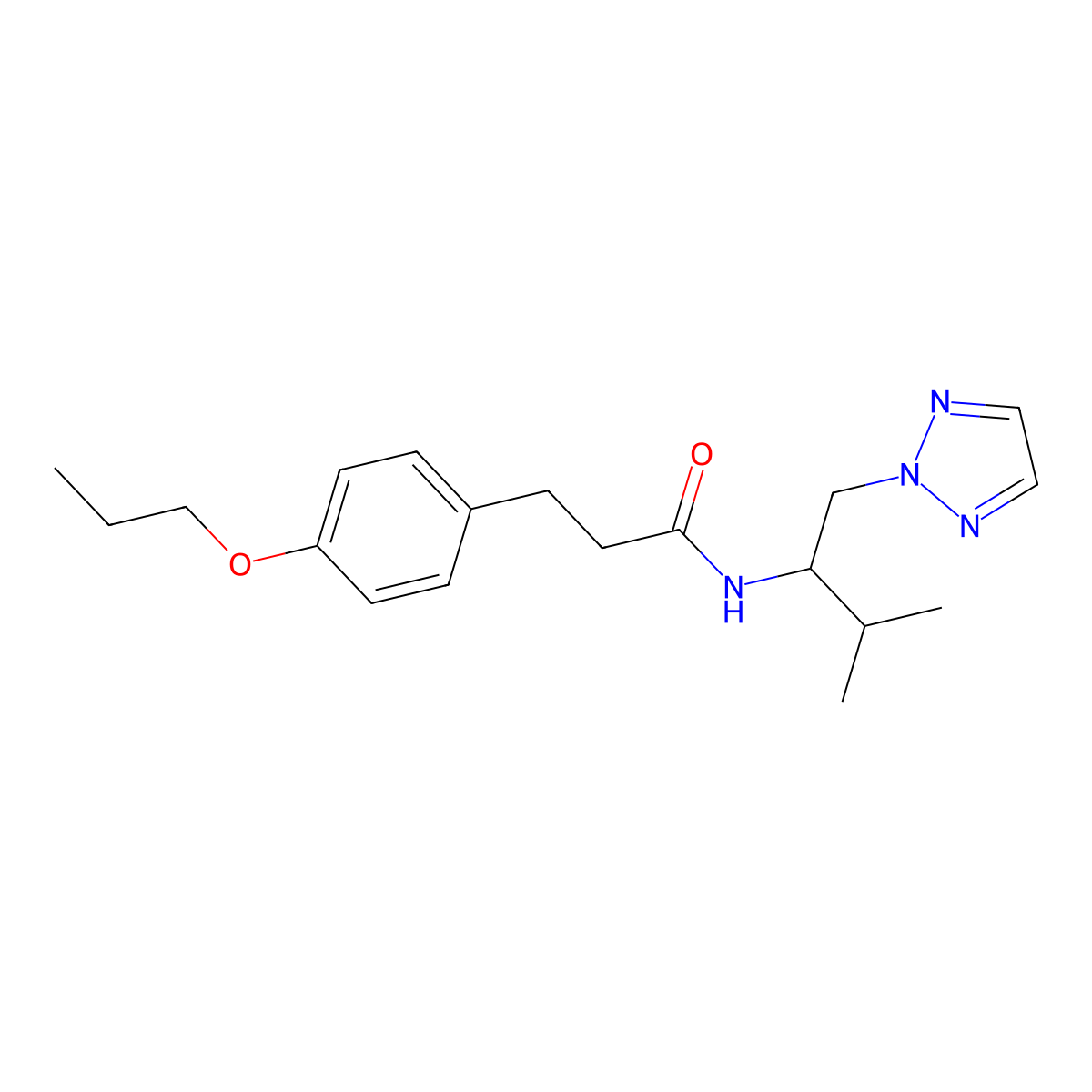 N-(3-methyl-1-(2H-1,2,3-triazol-2-yl)butan-2-yl)-3-(4-propoxyphenyl)propanamide molecular structure, CAS 2034343-20-7